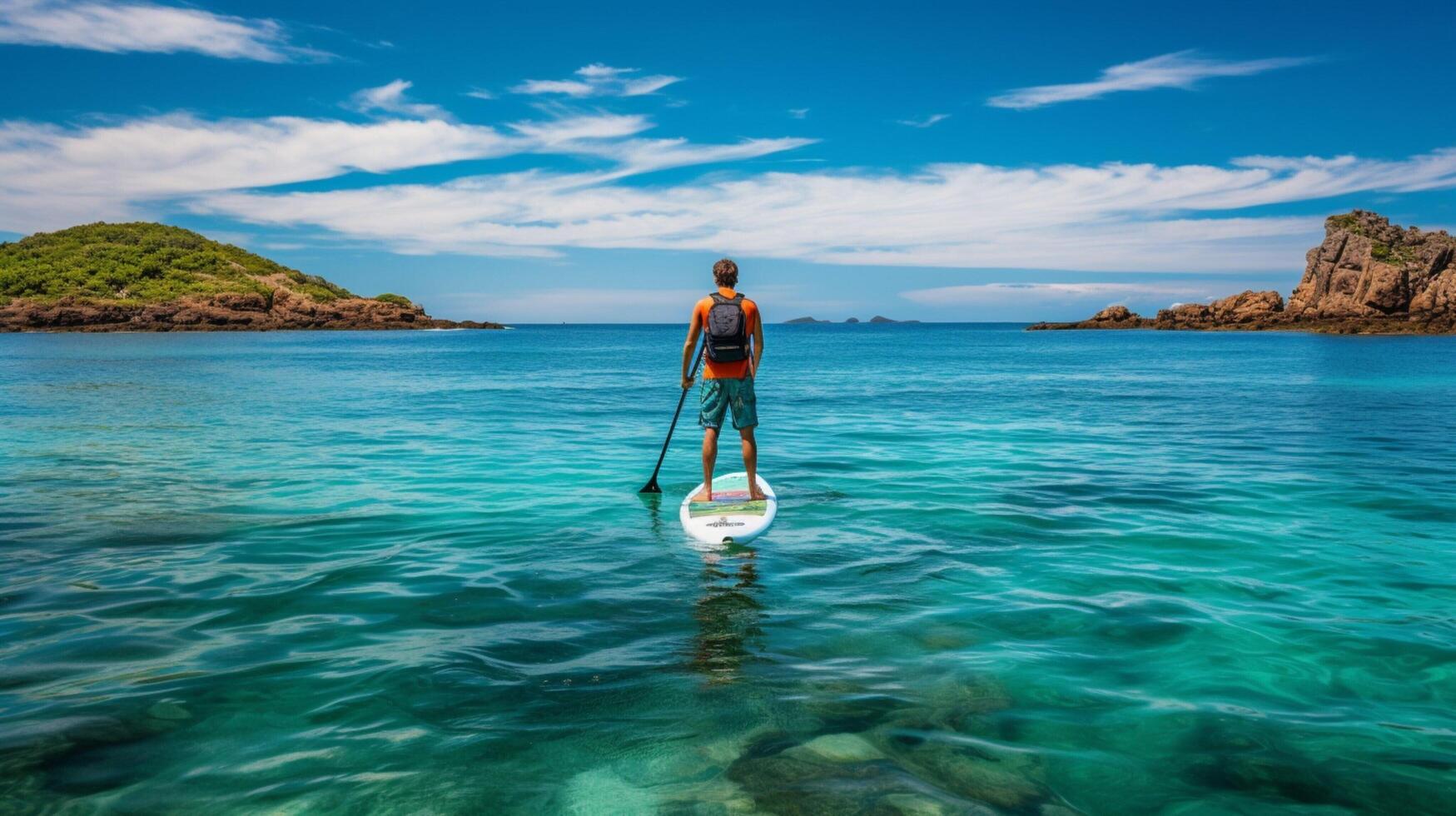 ai generado Oceano Levántate paddleboarding antecedentes foto