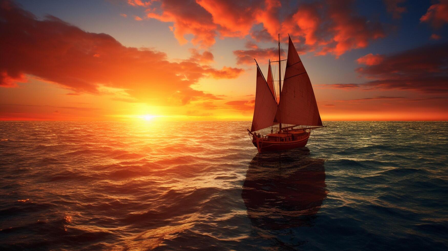 AI generated Ocean Sunset Sail Background photo