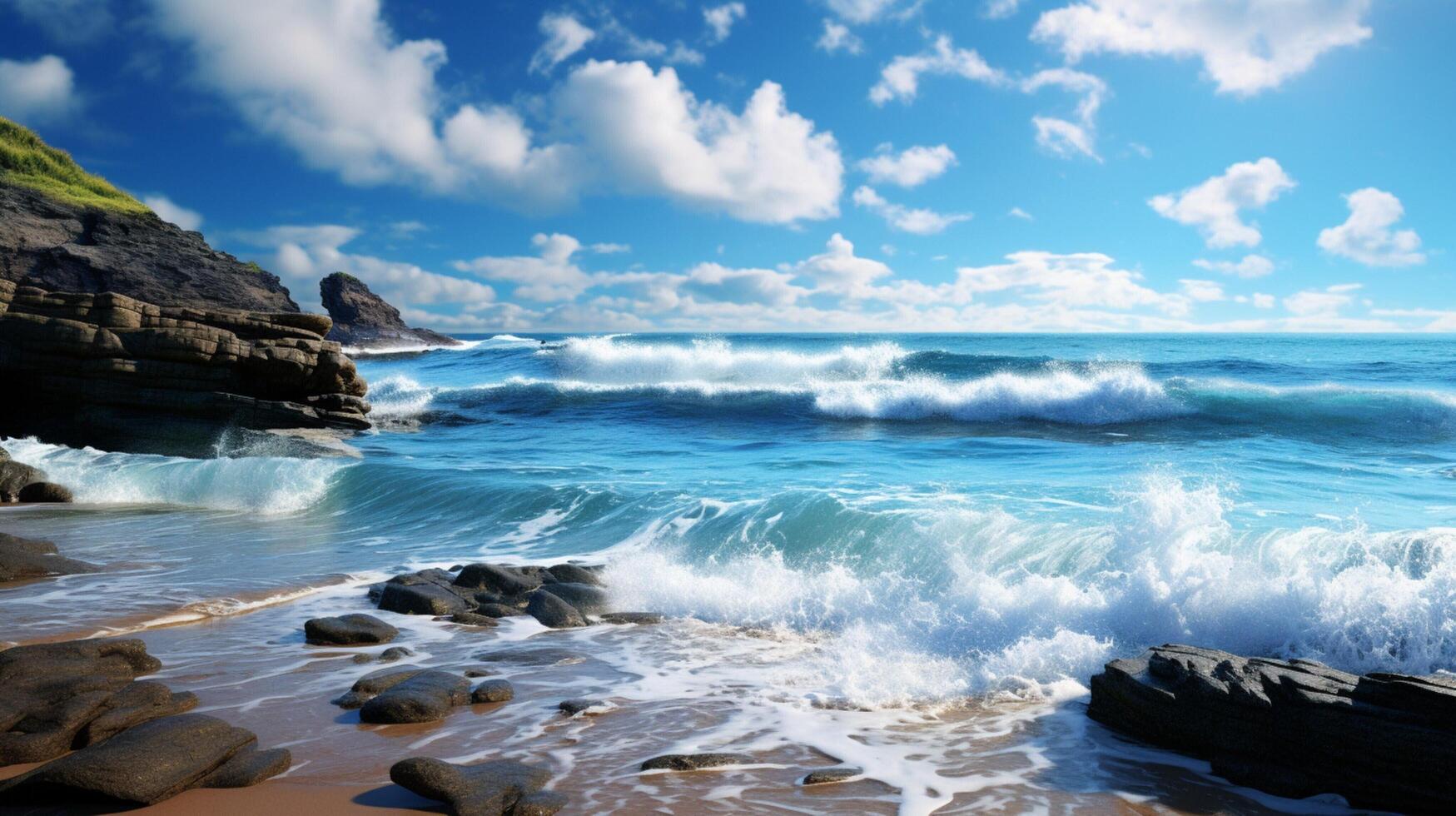 AI generated Ocean Tides Background photo