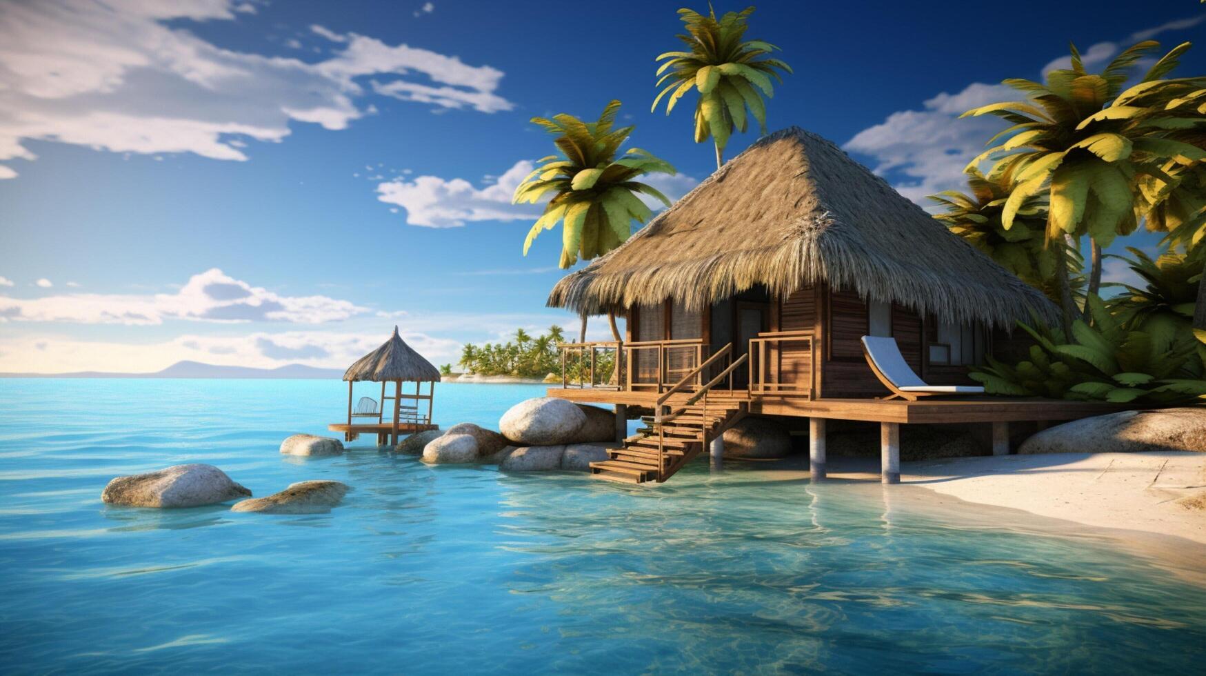 AI generated Ocean Vacation Retreat Background photo