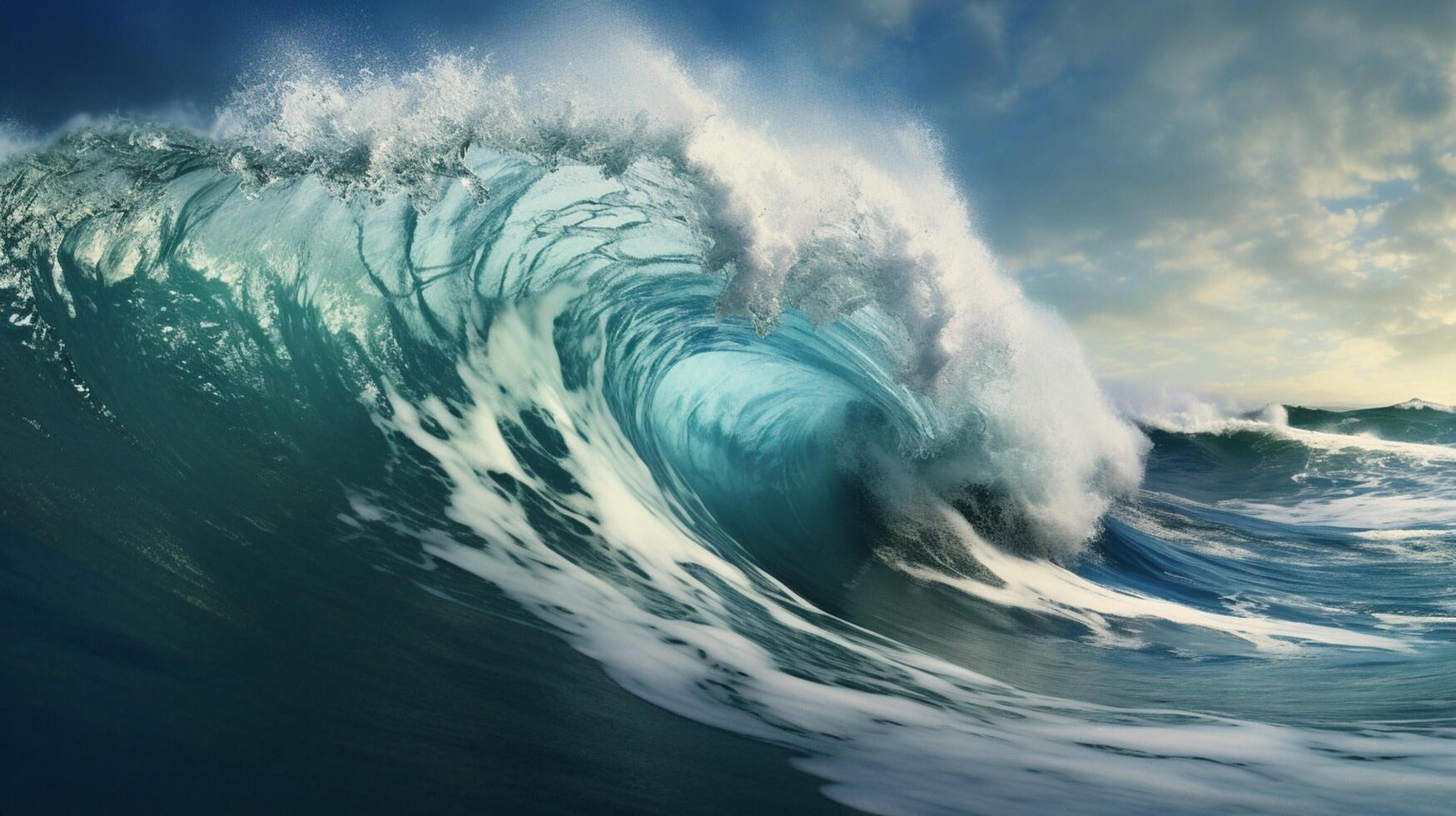 AI generated Ocean Waves Crashing Background photo