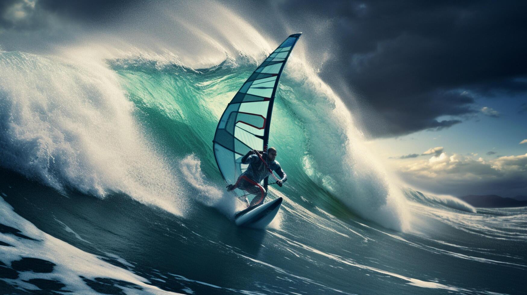 AI generated Ocean Windsurfing Background photo