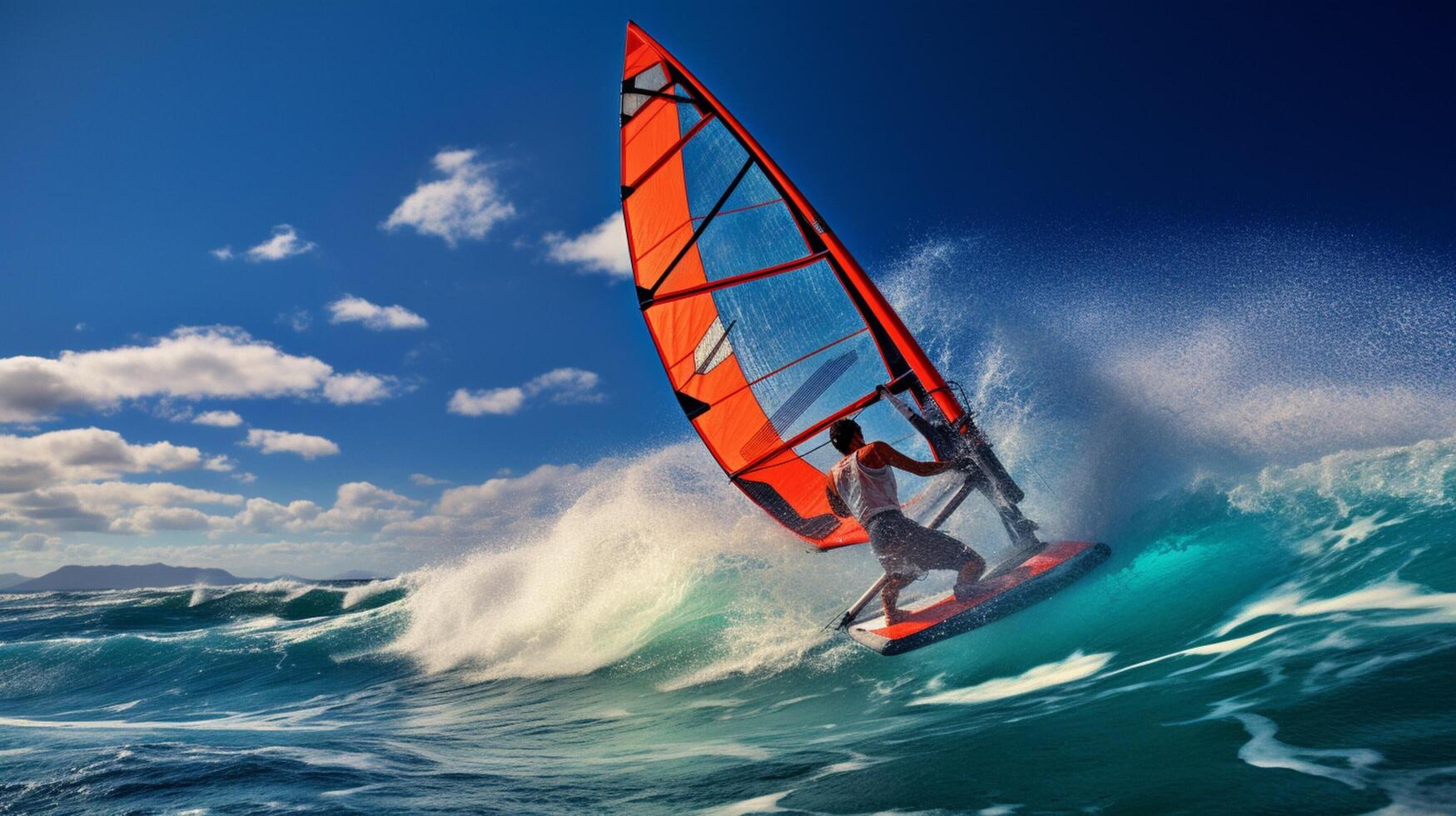 AI generated Ocean Windsurfing Background photo