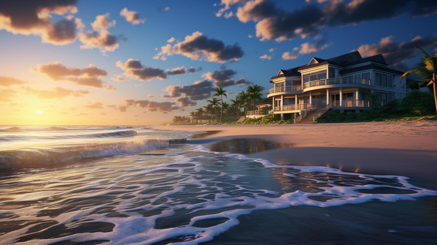 AI generated Oceanfront Property Background photo