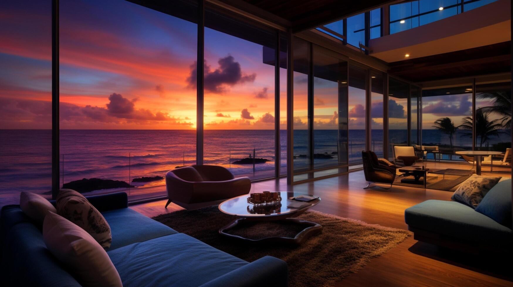 AI generated Oceanfront Luxury Living Background photo