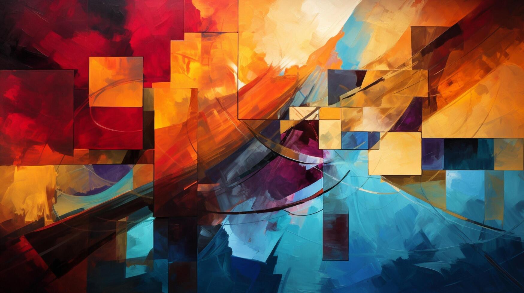 AI generated Oil Painting Abstract Collage of Modern Elements photo