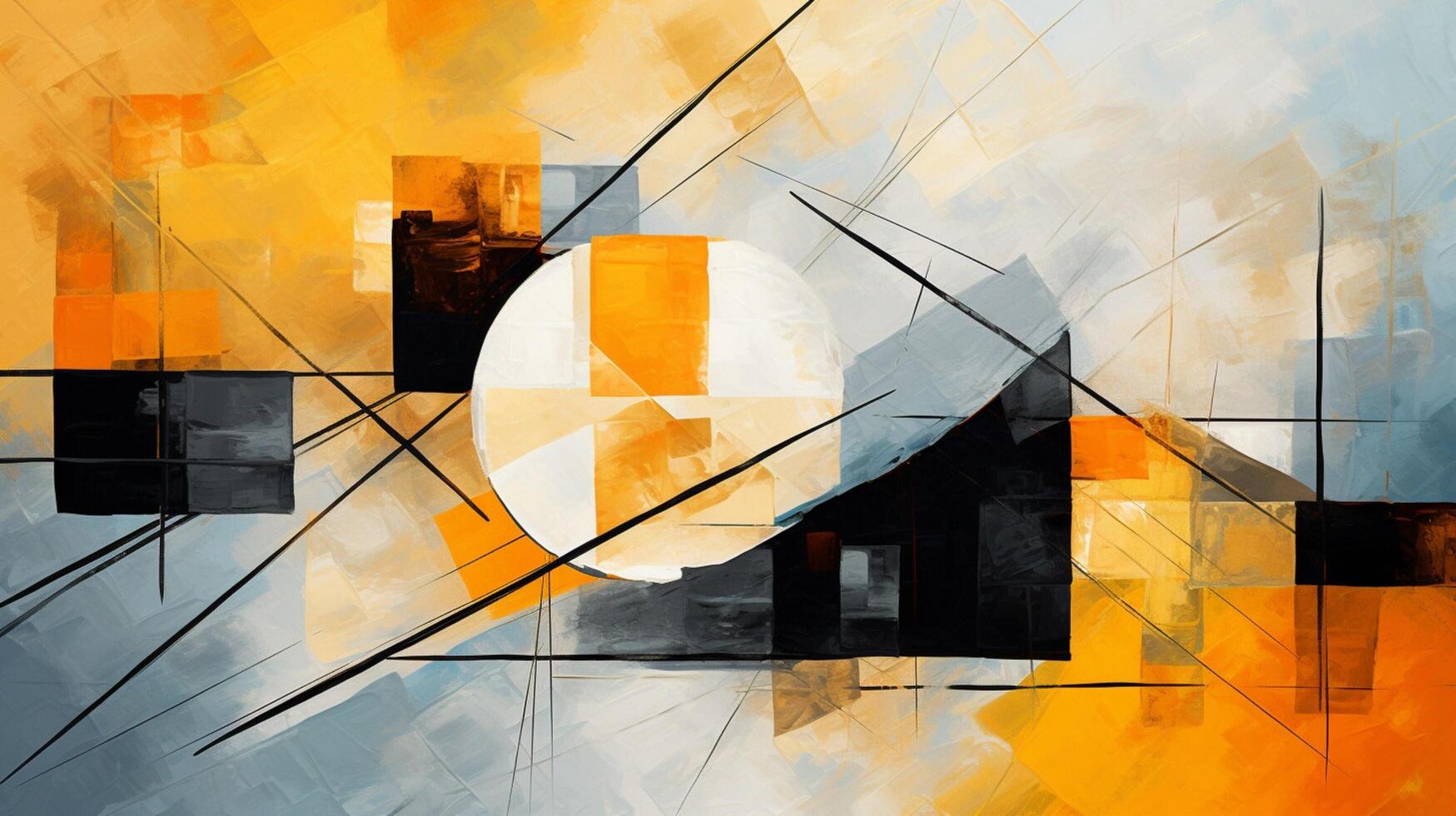 AI generated Oil Painting Abstract Collage of Geometric Elements photo