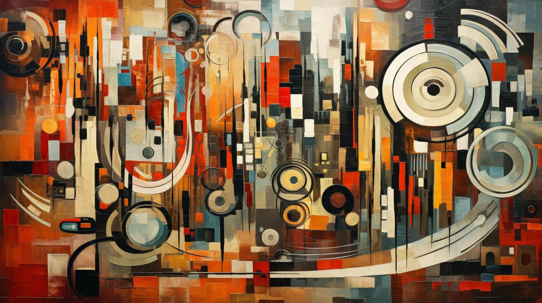 AI generated Oil Painting Abstract Collage of Retro Elements photo