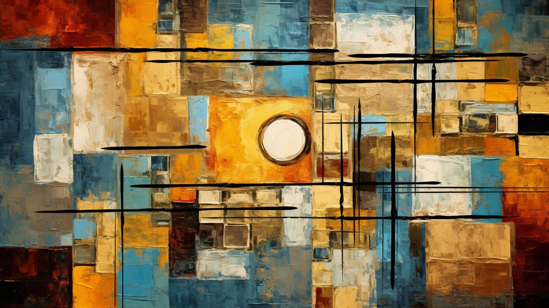 AI generated Oil Painting Abstract Collage of Retro Elements photo