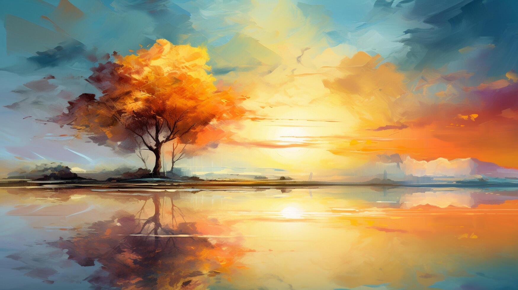 AI generated Oil Painting Abstract Landscape Background photo