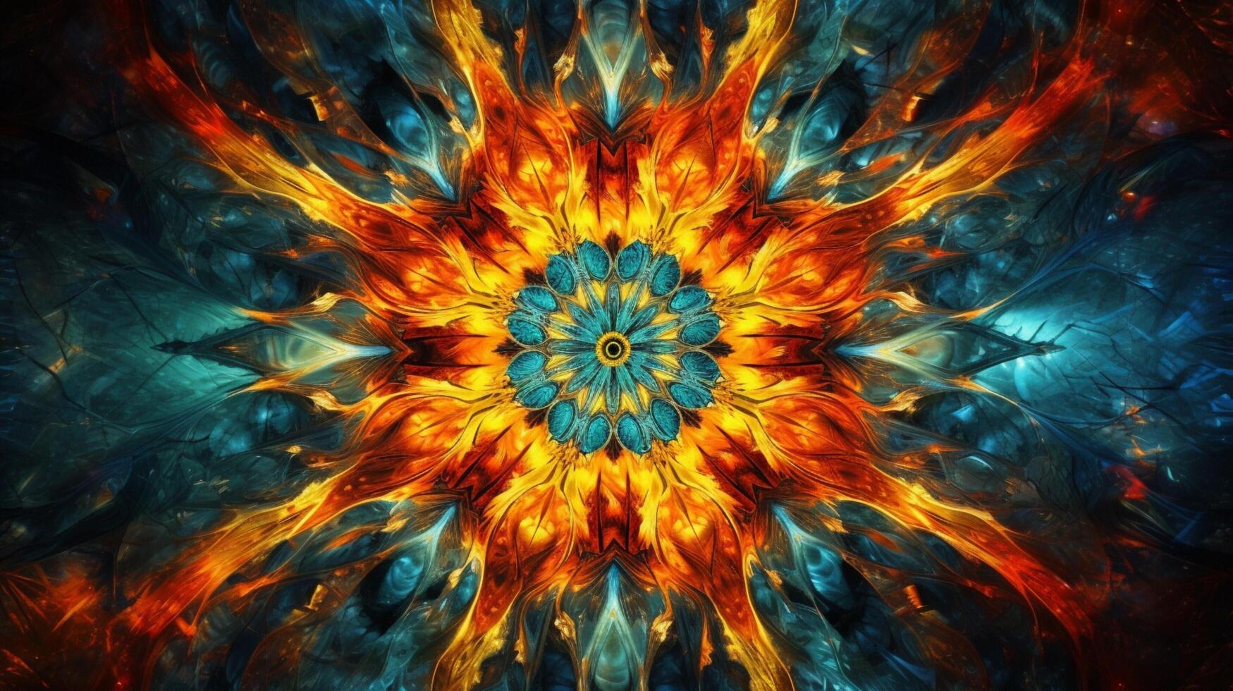 AI generated Oil Painting Abstract Kaleidoscope Background photo