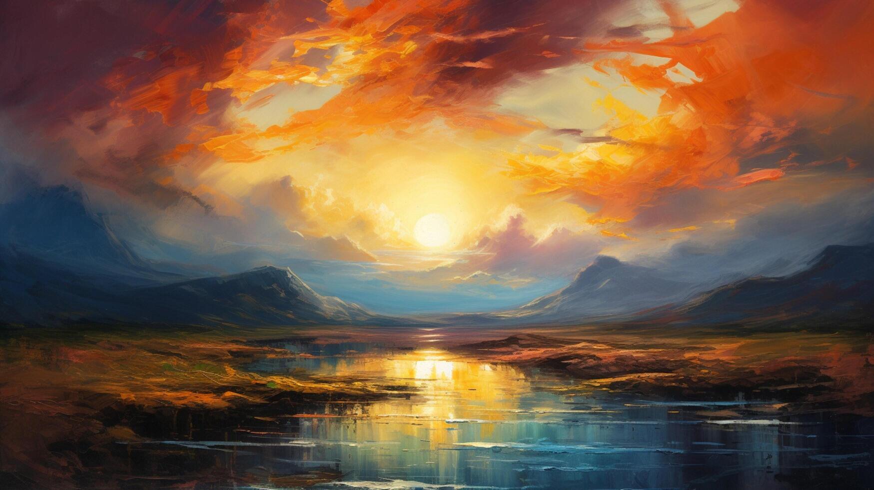 AI generated Oil Painting Abstract Landscape Background photo