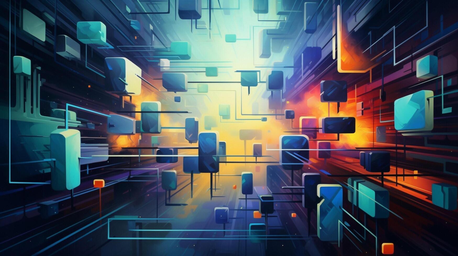 AI generated Oil Painting Abstract Retro Futurism Background photo