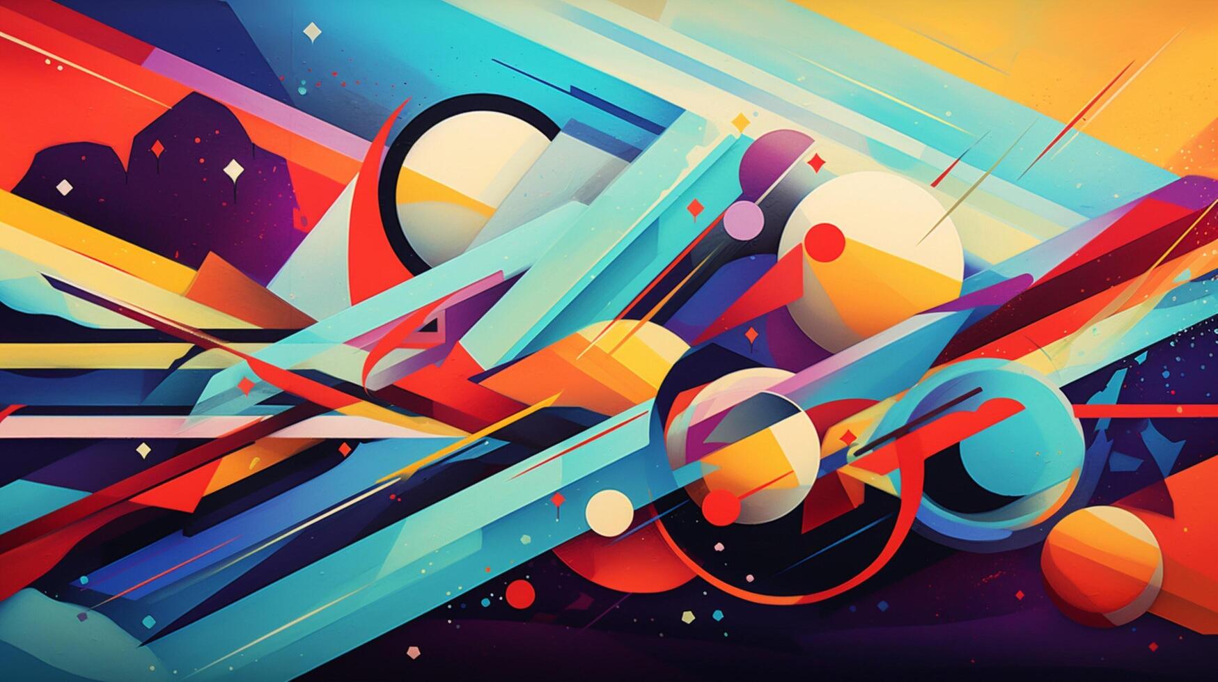 AI generated Oil Painting Abstract Retro Futurism Background photo