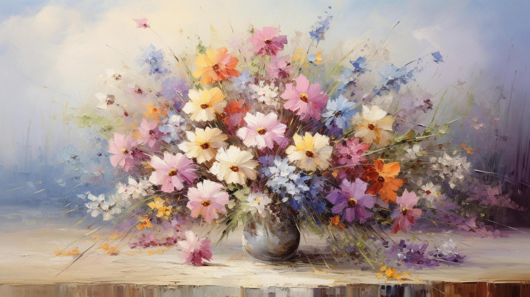 AI generated Oil Painting Bouquet Background photo