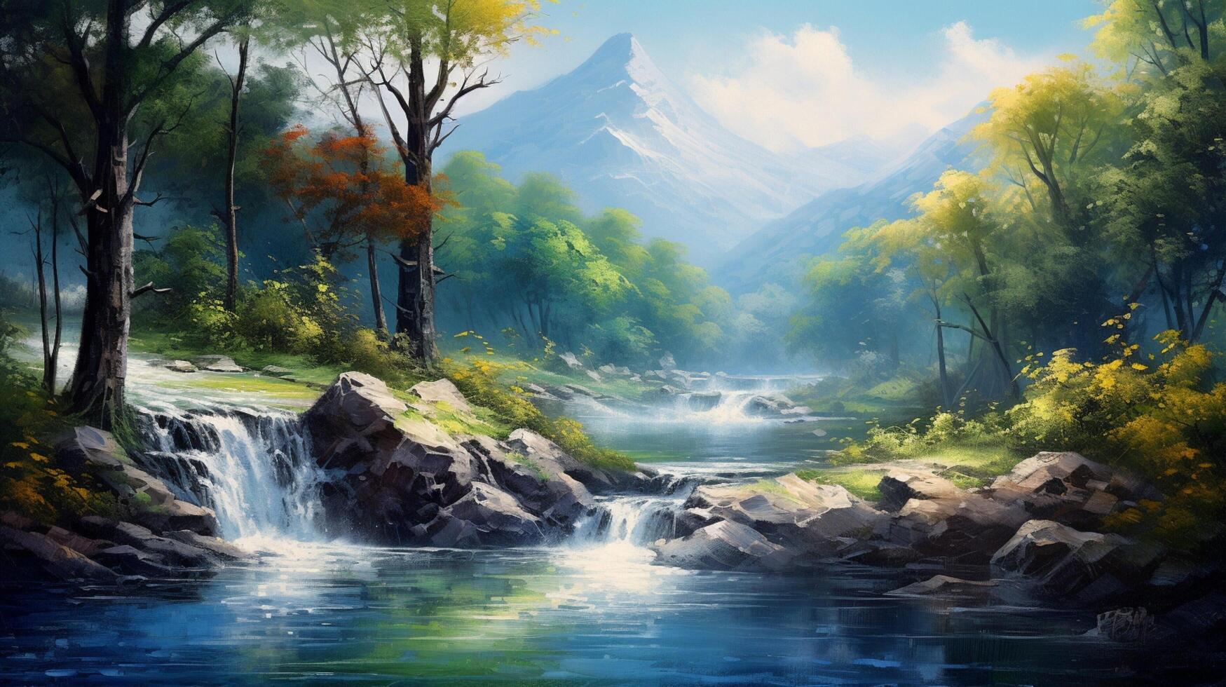 AI generated Oil Painting Nature Background photo