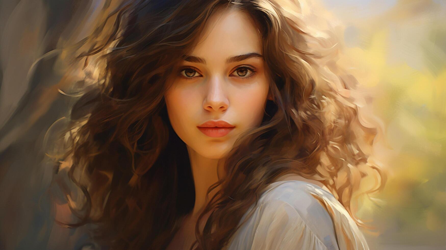 AI generated Oil Painting Portrait of a Woman Background photo