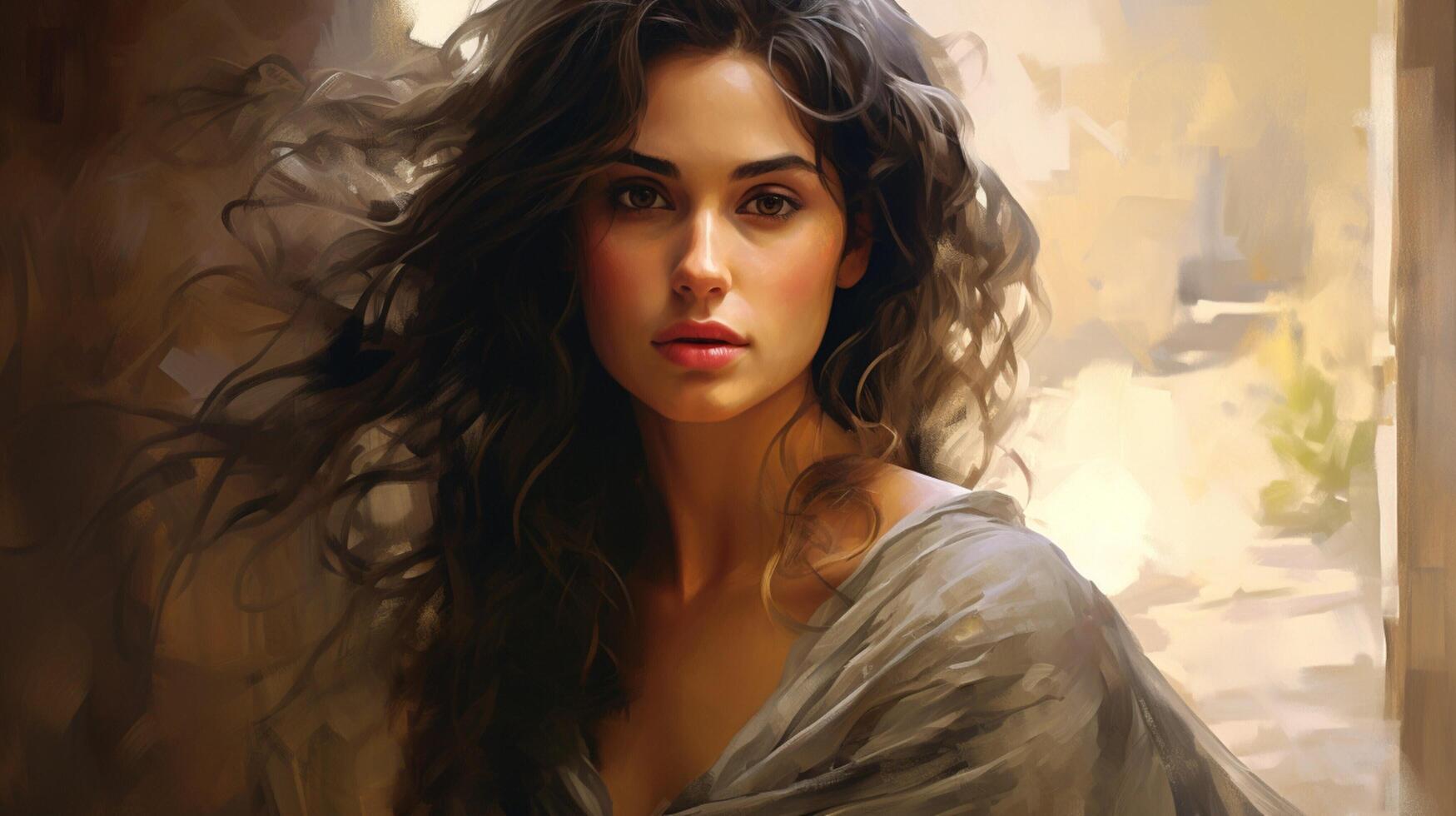 AI generated Oil Painting Portrait of a Woman Background photo