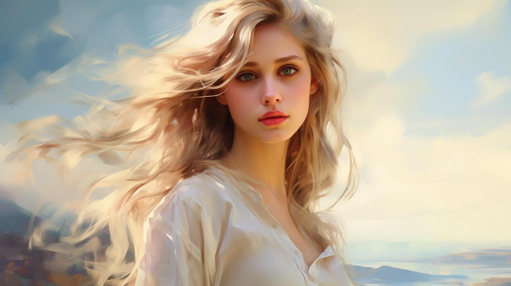 AI generated Oil Painting Portrait of a Woman Background photo