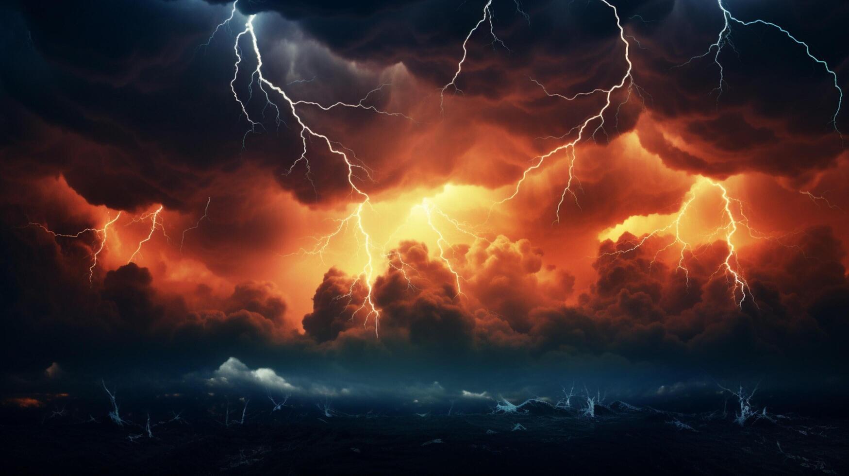 AI generated Ominous Lightning Clouds Background photo