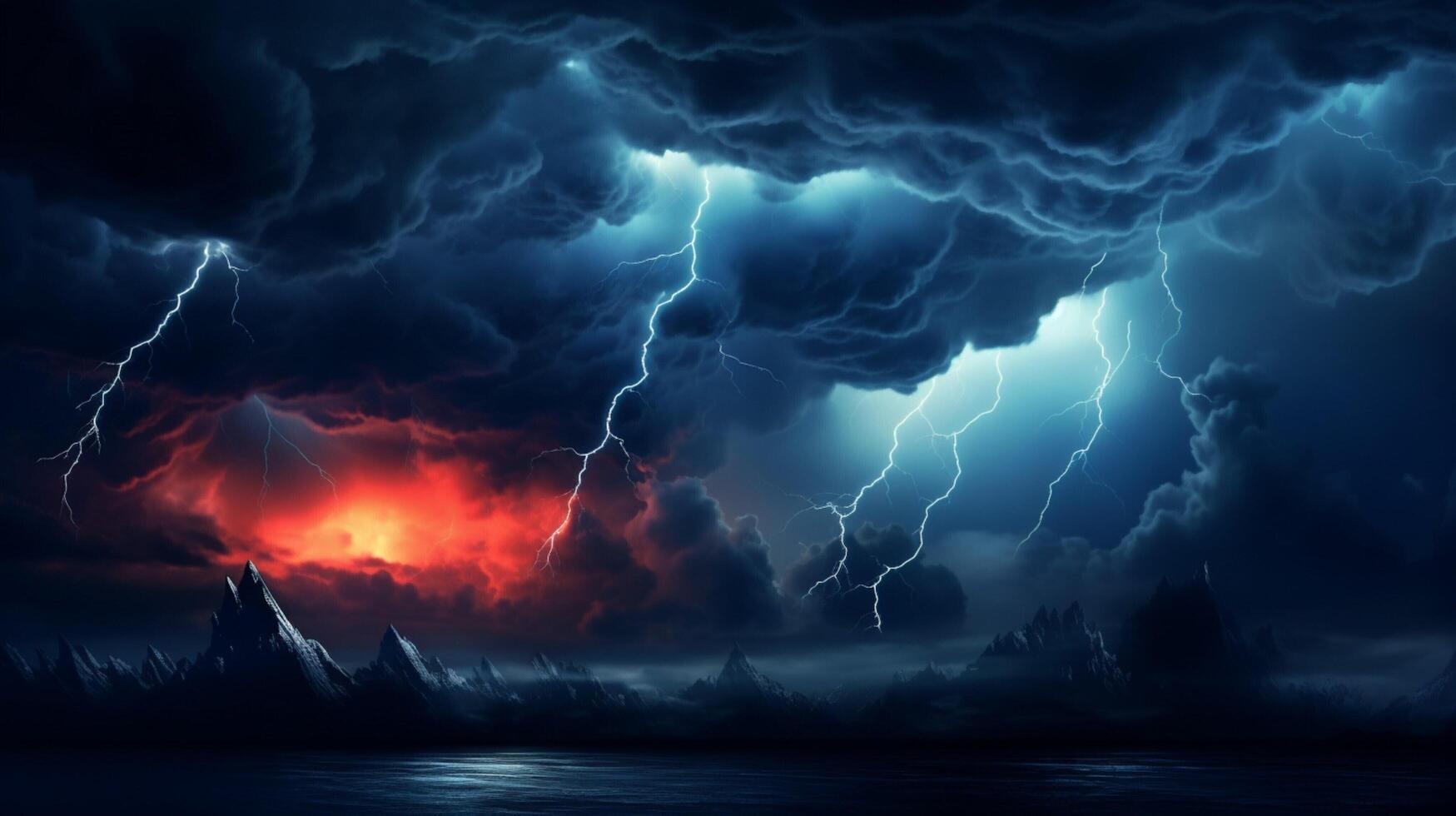 AI generated Ominous Lightning Clouds Background photo