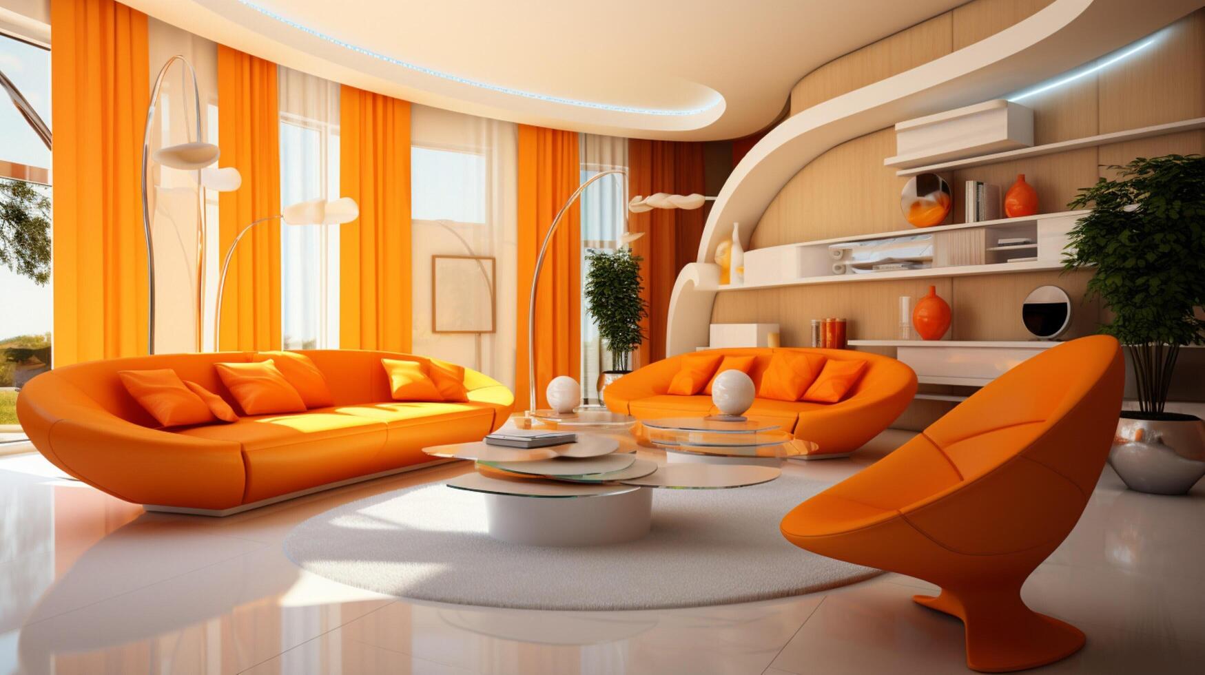 ai generado naranja interior diseño foto