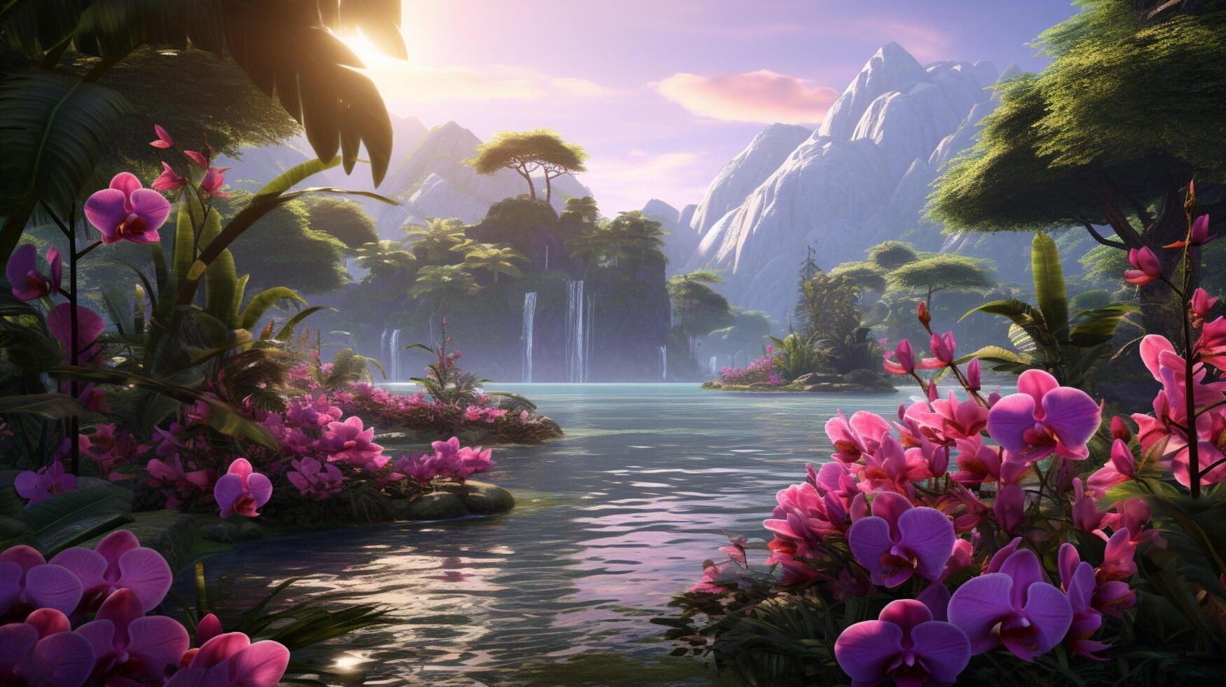 AI generated Orchid Oasis Background photo