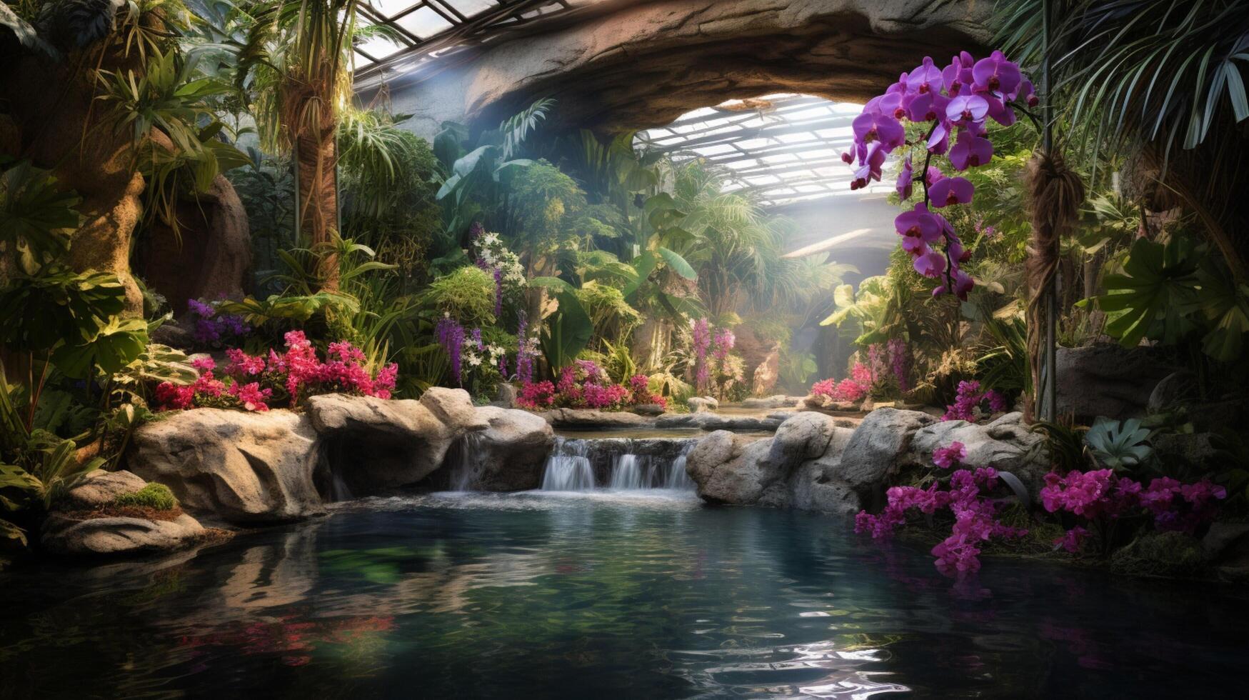 AI generated Orchid Oasis Background photo