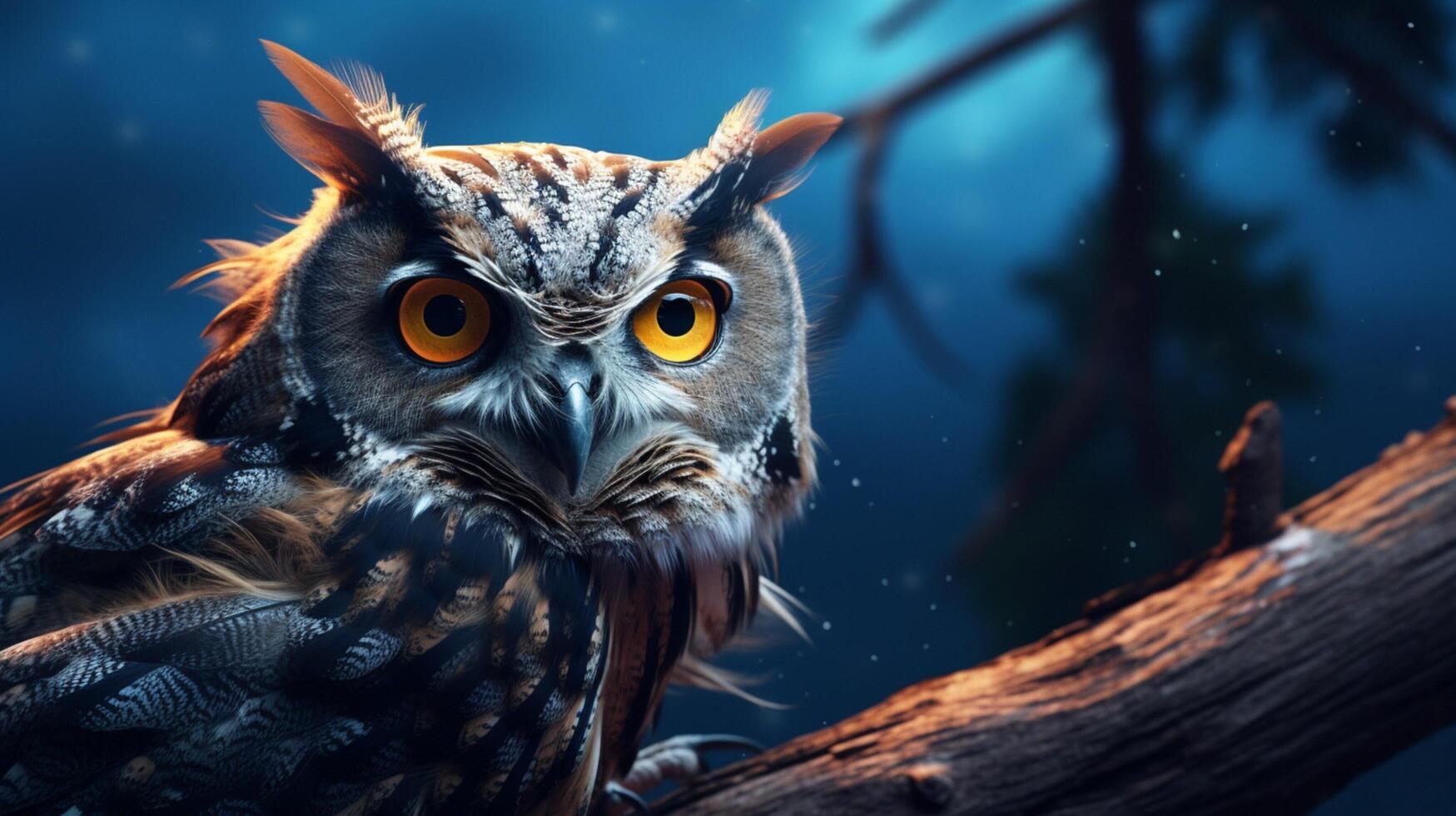 AI generated an owl with bright yellow eyes is shown in this image photo