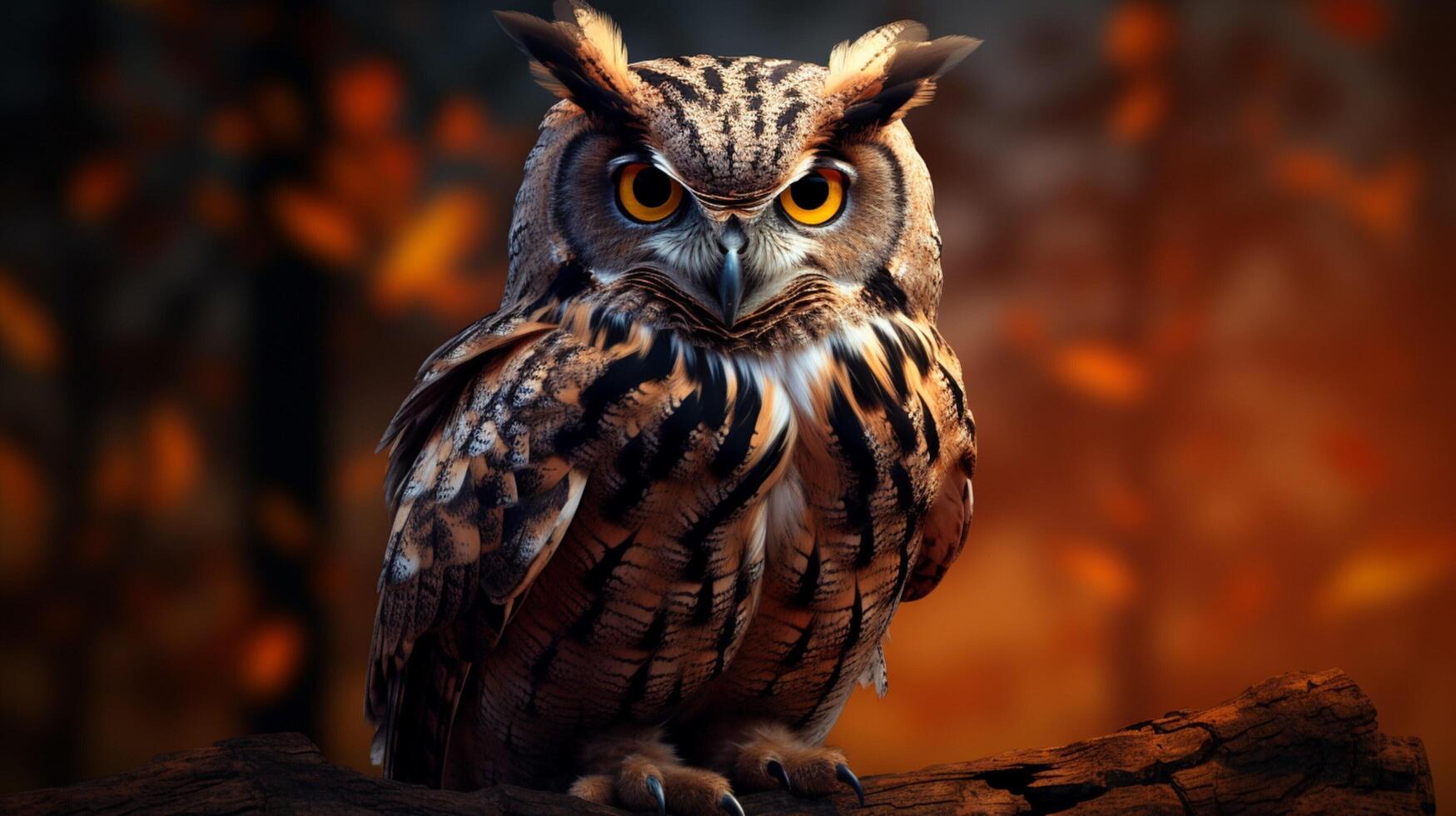 AI generated an owl is sitting on a branch in front of a sunset photo