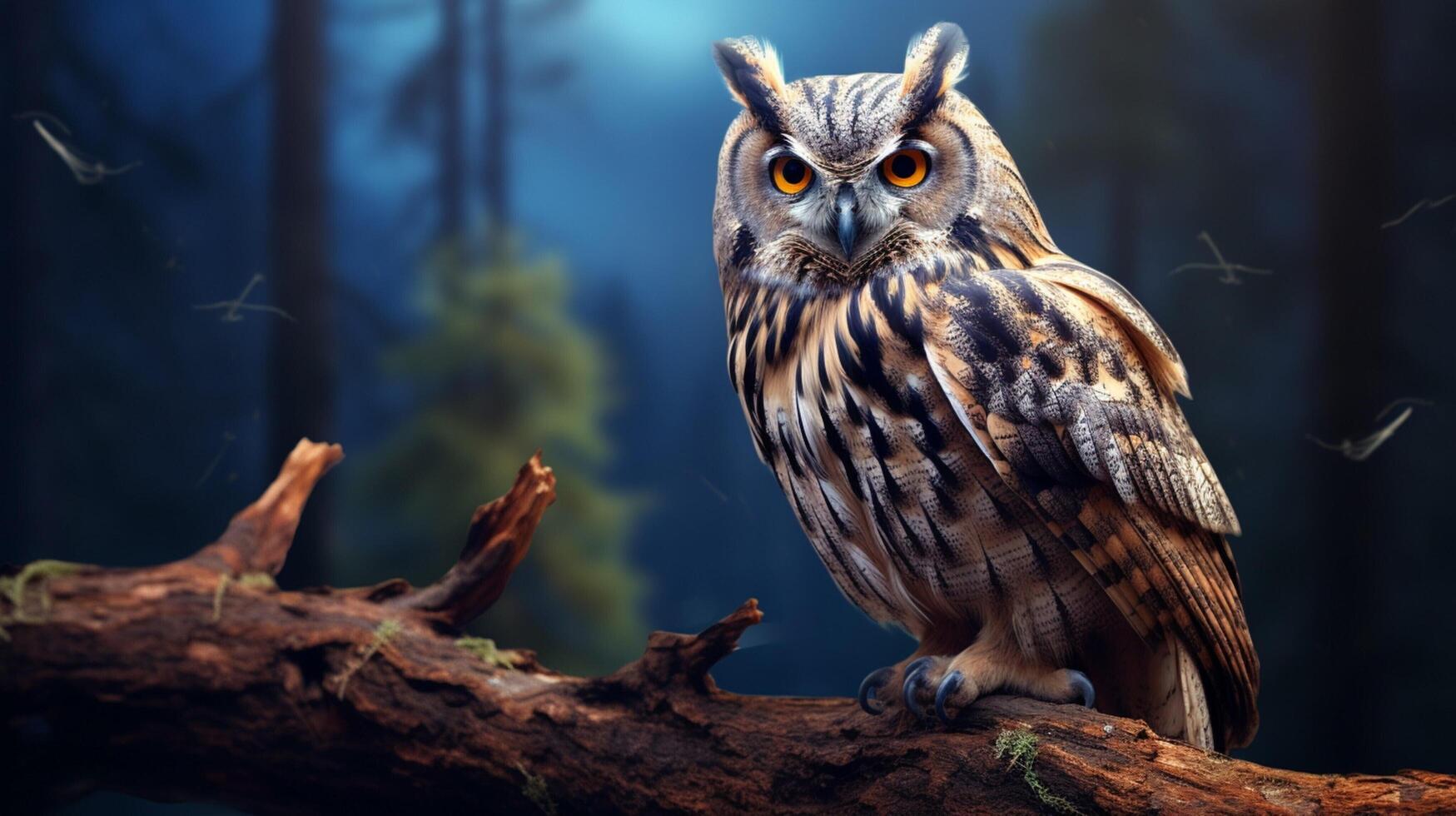 AI generated an owl is sitting on a branch in front of a sunset photo