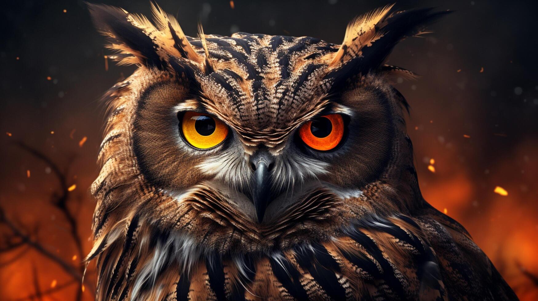 AI generated an owl is sitting on a branch in front of a sunset photo