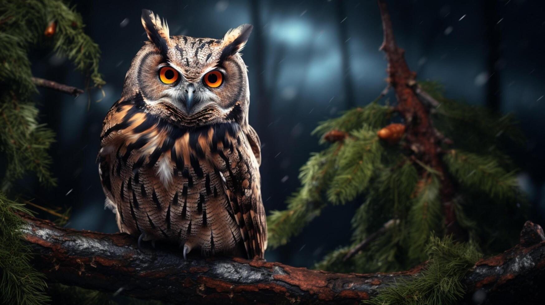 AI generated an owl is sitting on a branch in front of a sunset photo