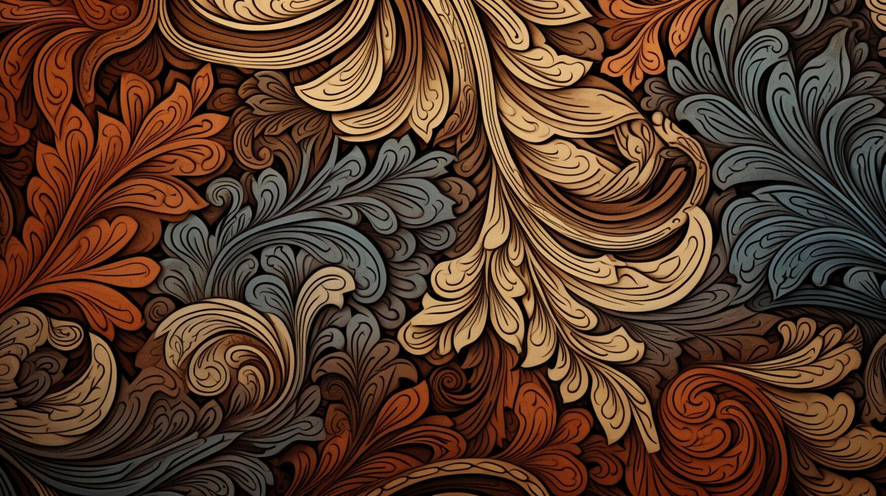 AI generated Paisley Herringbone Pattern Background photo