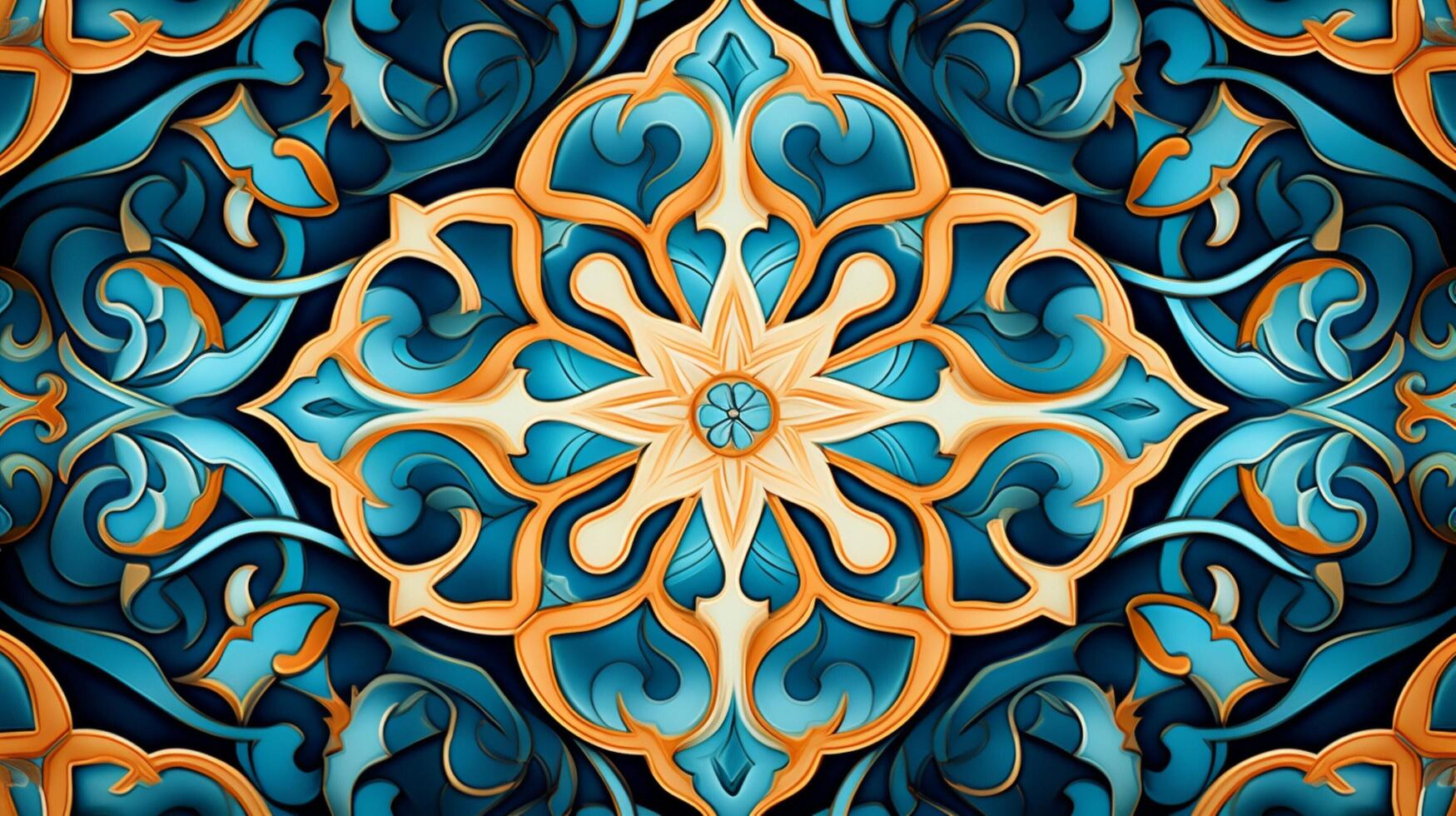 AI generated Paisley Moroccan Tile Pattern Background photo