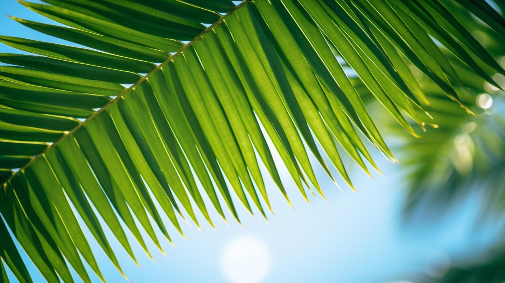 AI generated Palm Leaves in the Wind Background photo