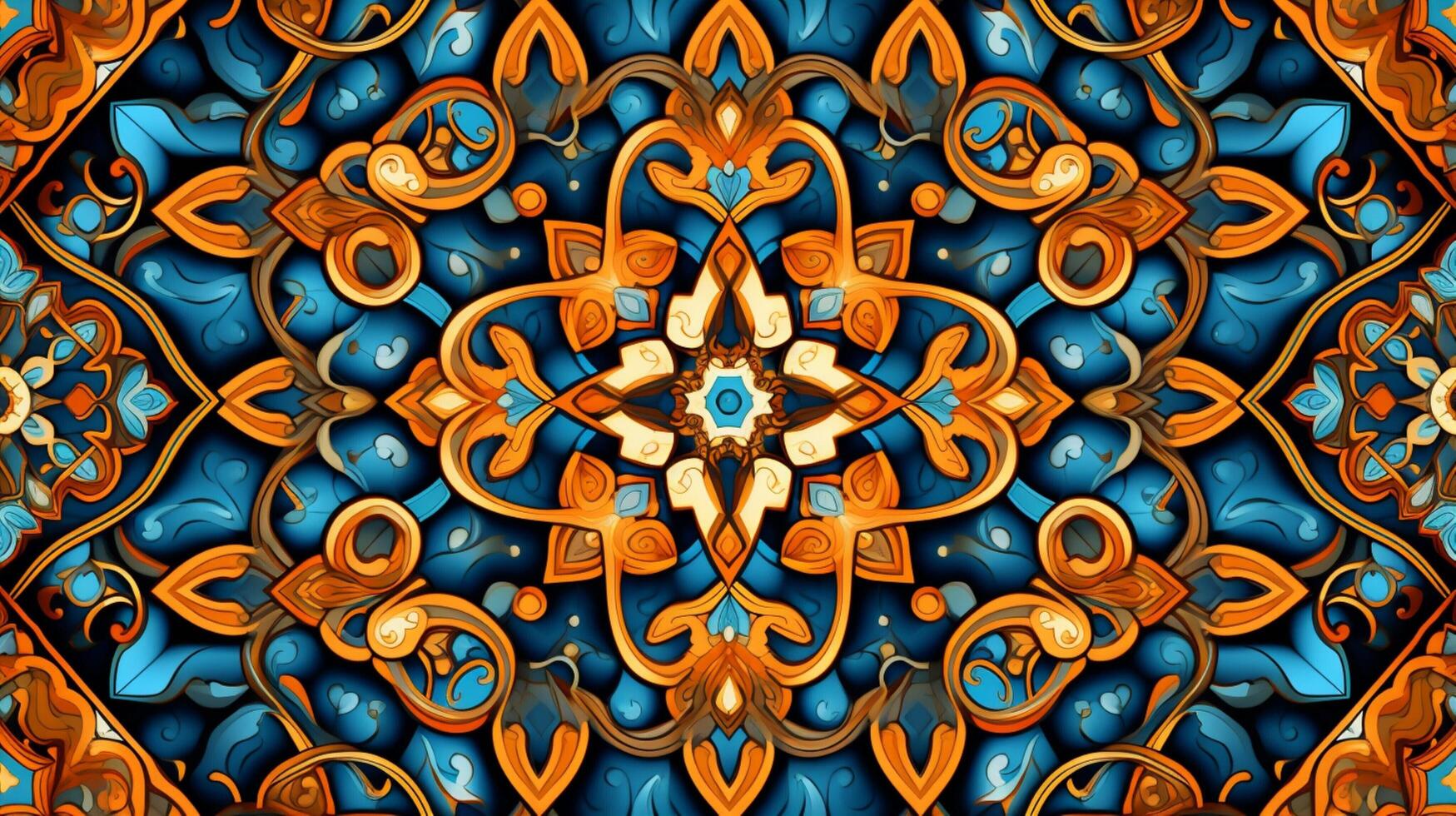 AI generated Paisley Moroccan Tile Pattern Background photo