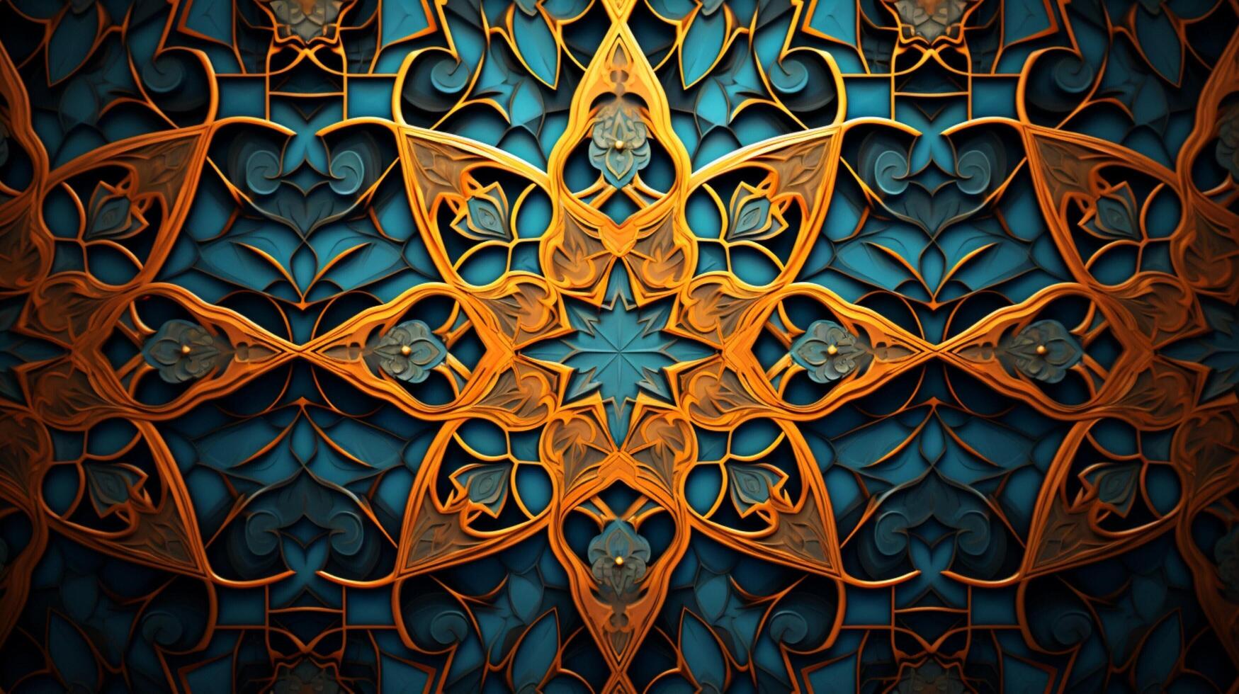 AI generated Paisley Moroccan Tile Pattern Background photo