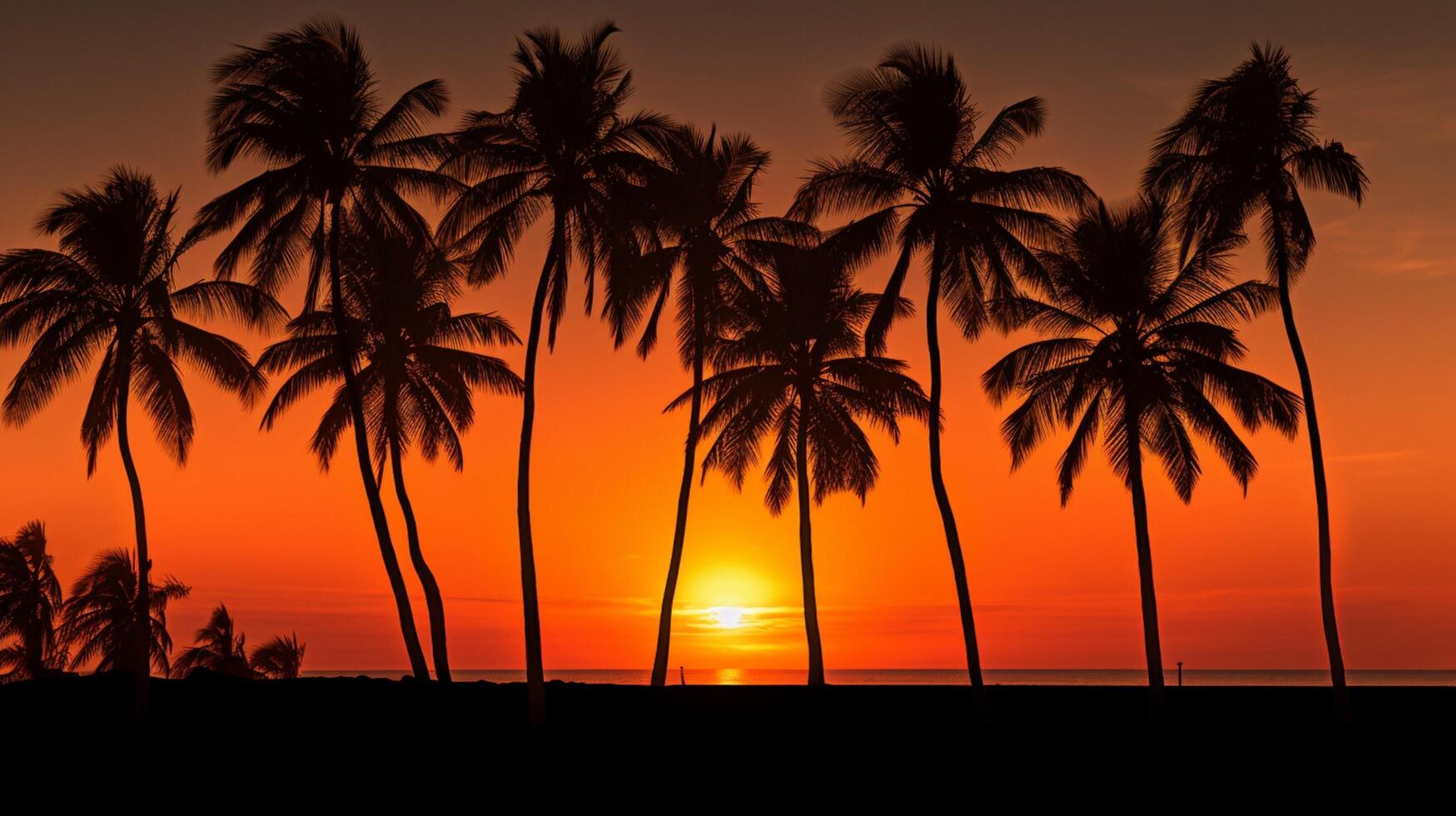 AI generated Palm Tree Silhouettes Background photo