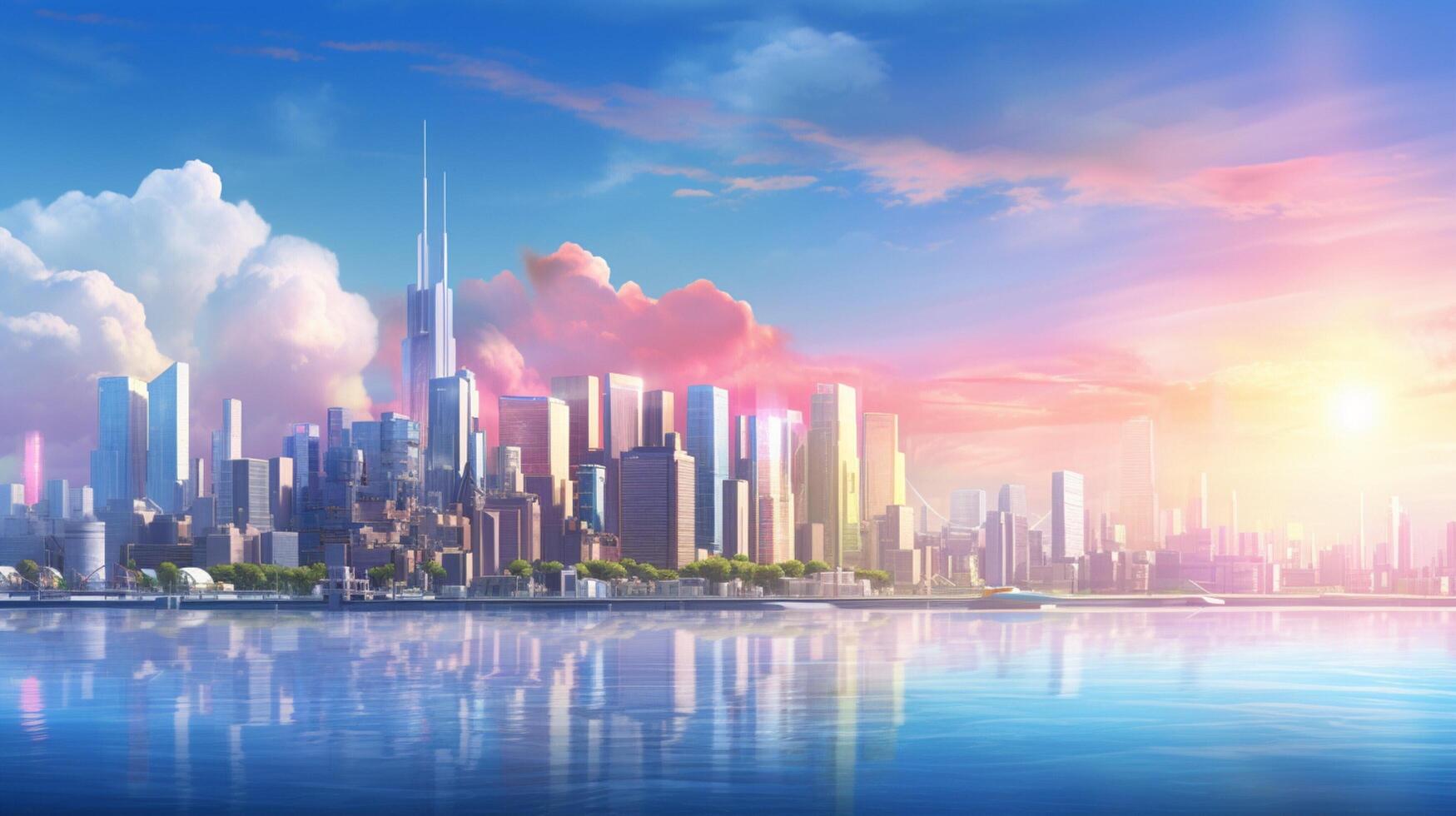 AI generated Pastel Cityscape Background photo