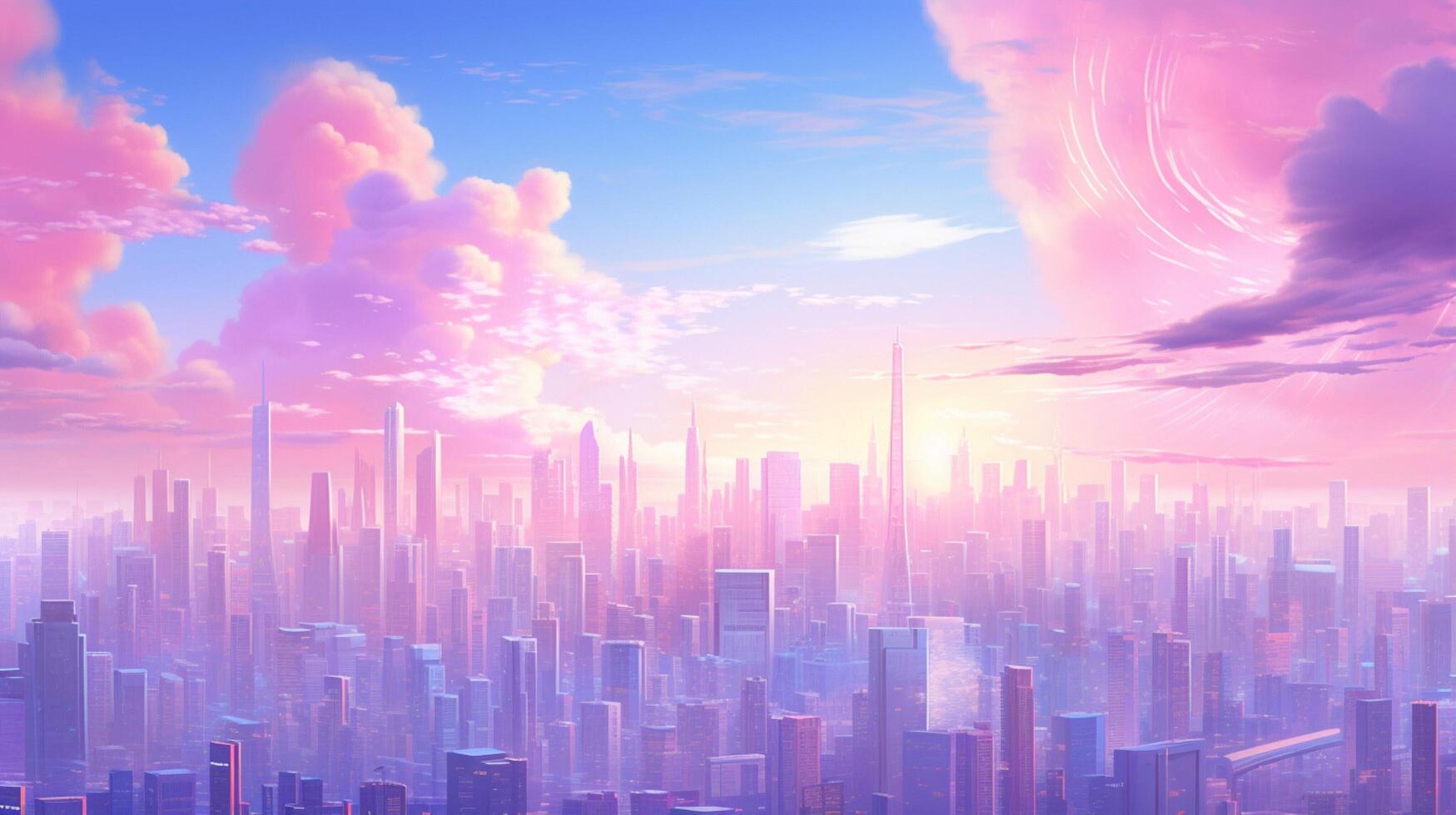 AI generated Pastel Cityscape Background photo