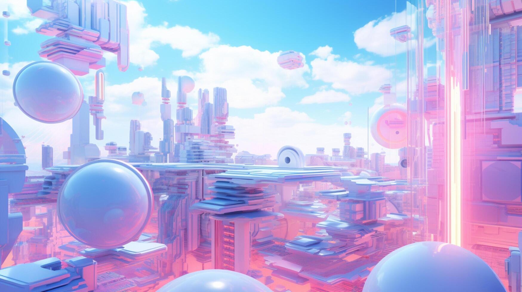 AI generated Pastel Collage of Futuristic Elements Background photo