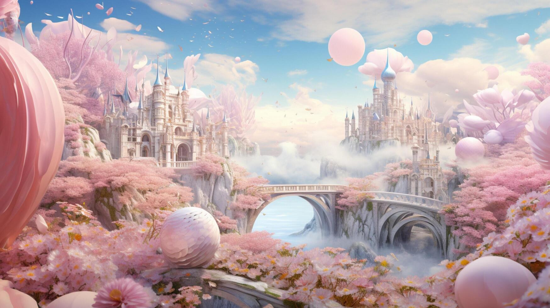 AI generated Pastel Collage of Fantasy Art Elements Background photo