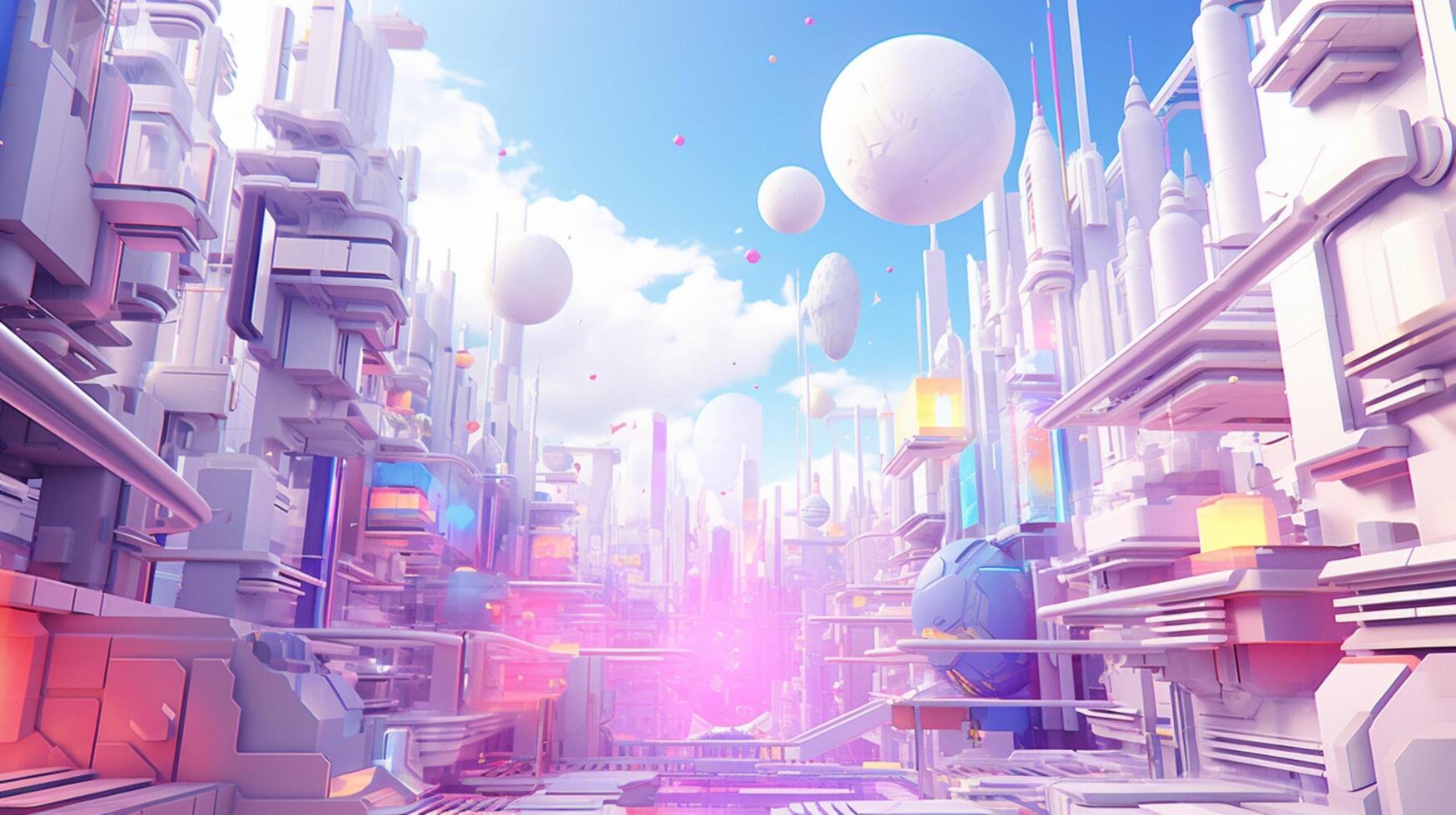 AI generated Pastel Collage of Futuristic Elements Background photo