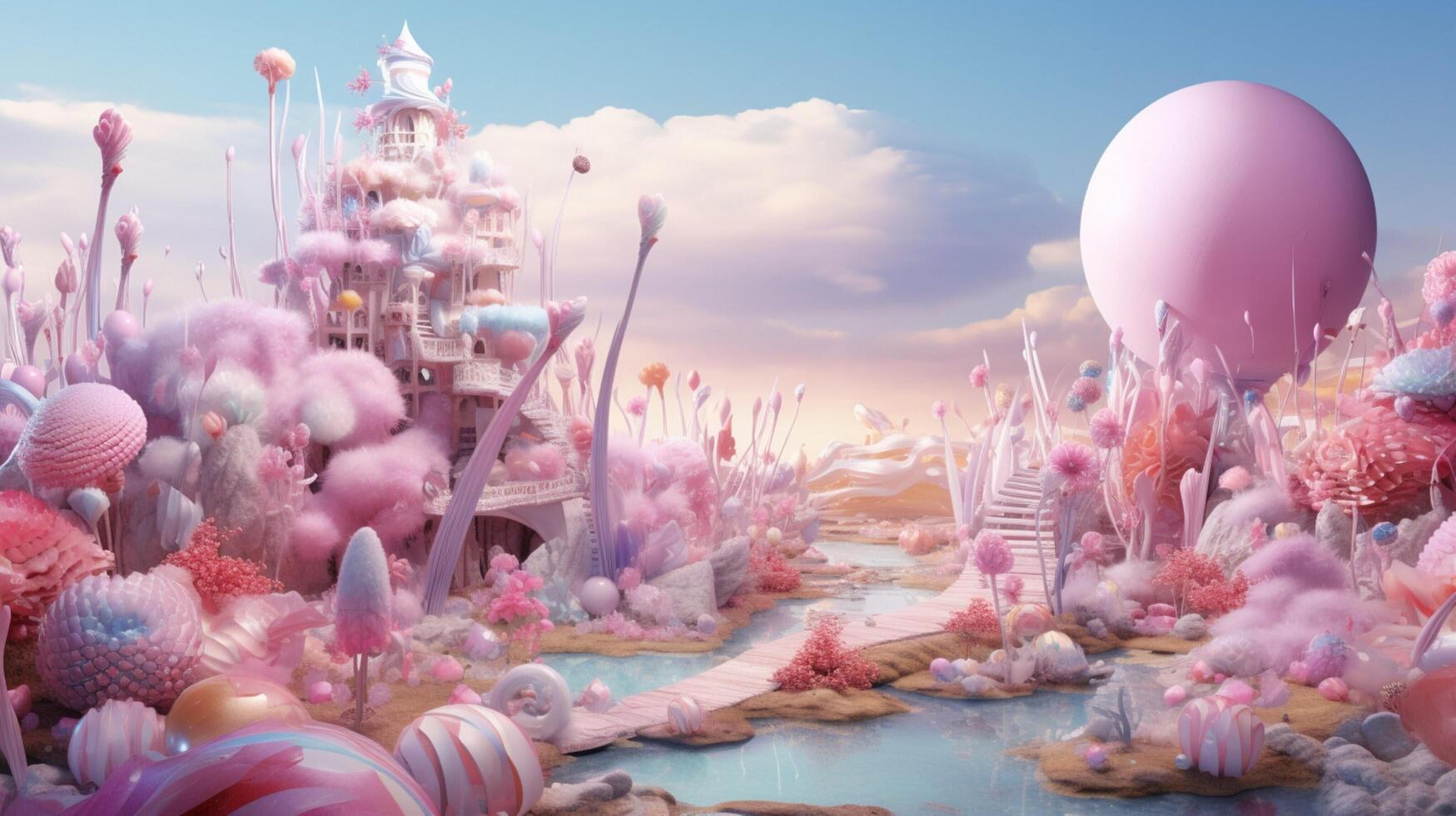 AI generated Pastel Collage of Fantasy Elements Background photo