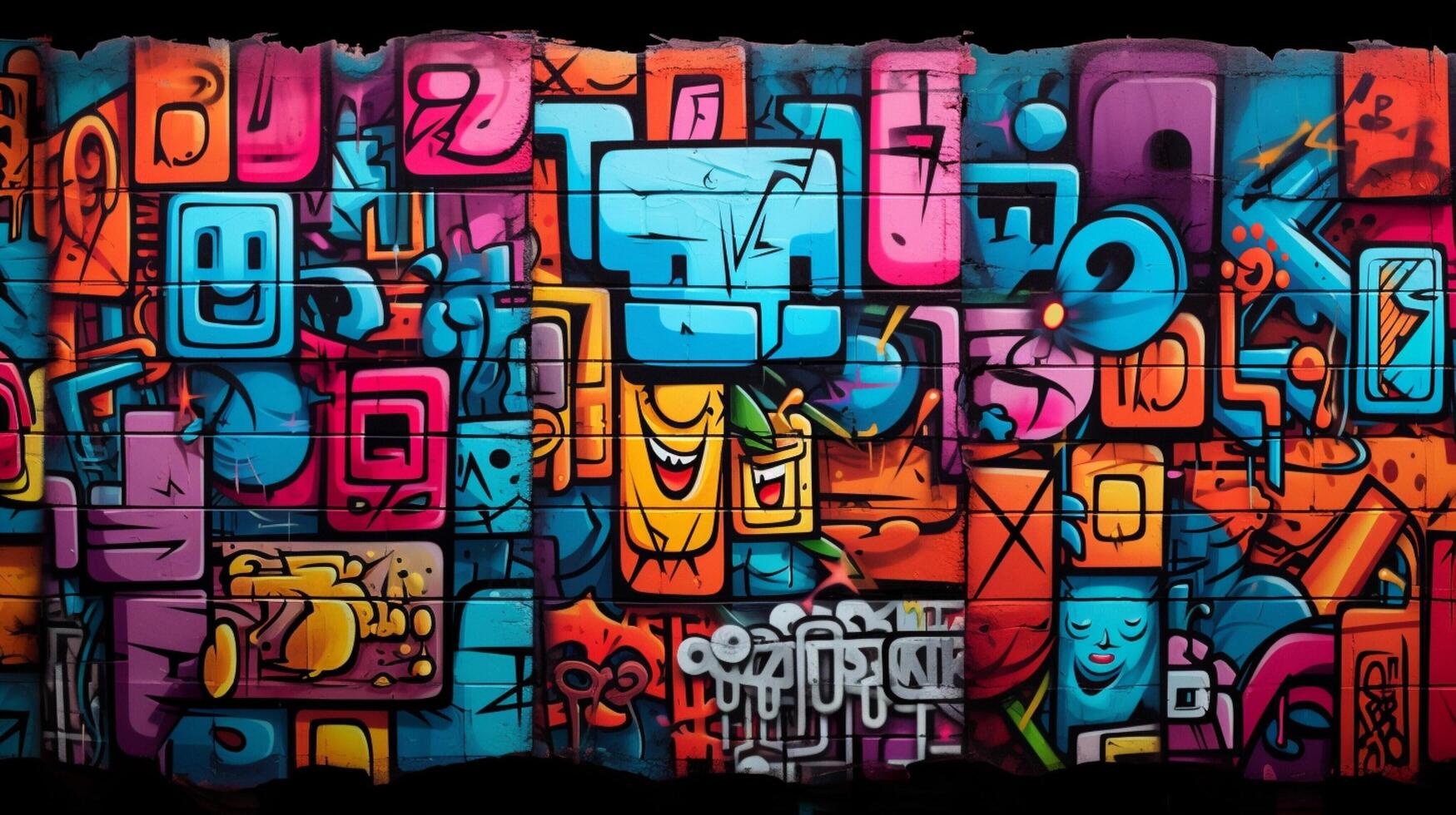 AI generated Pastel Collage of Graffiti Art Elements Background photo