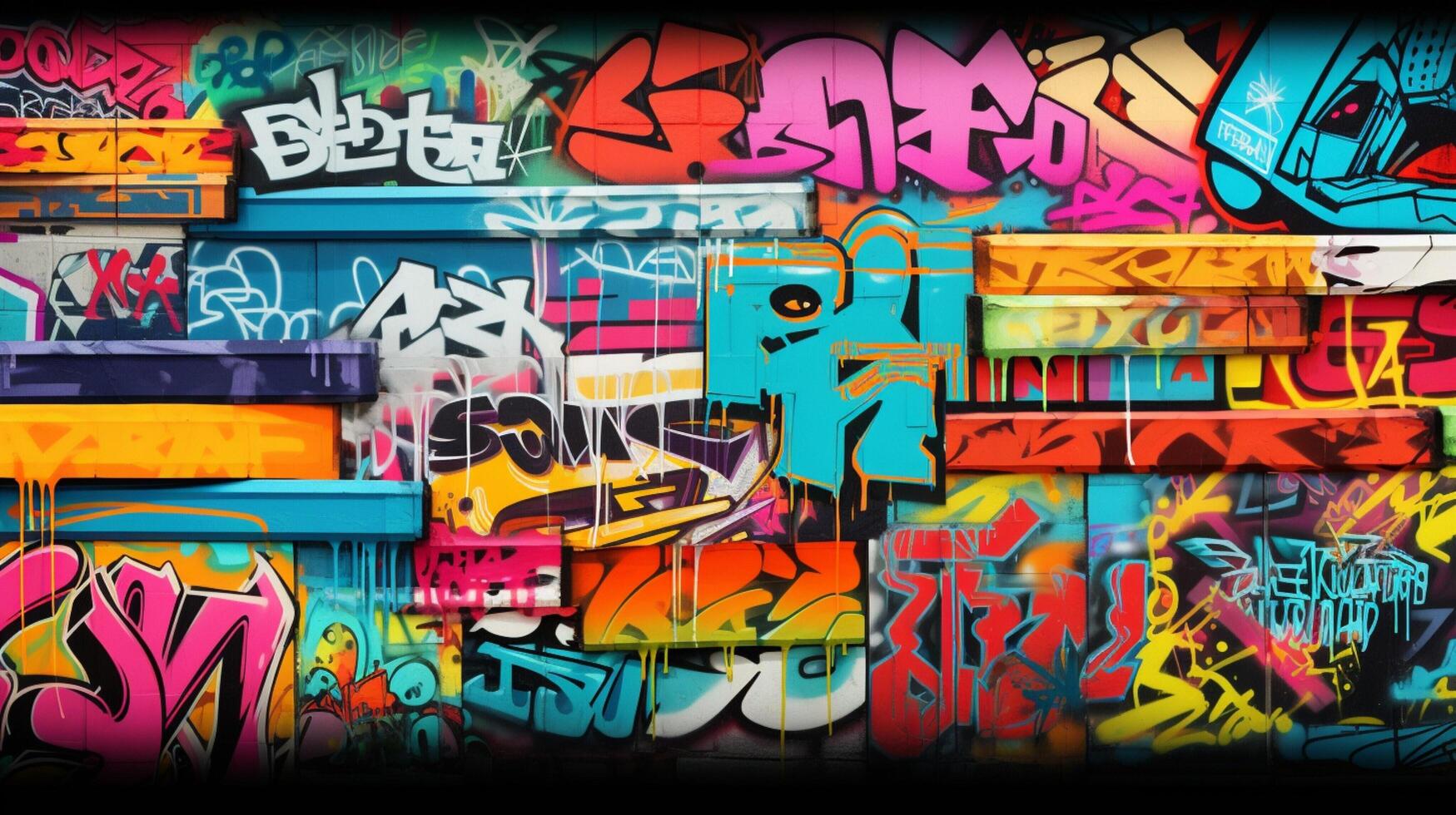 AI generated Pastel Collage of Graffiti Art Elements Background photo