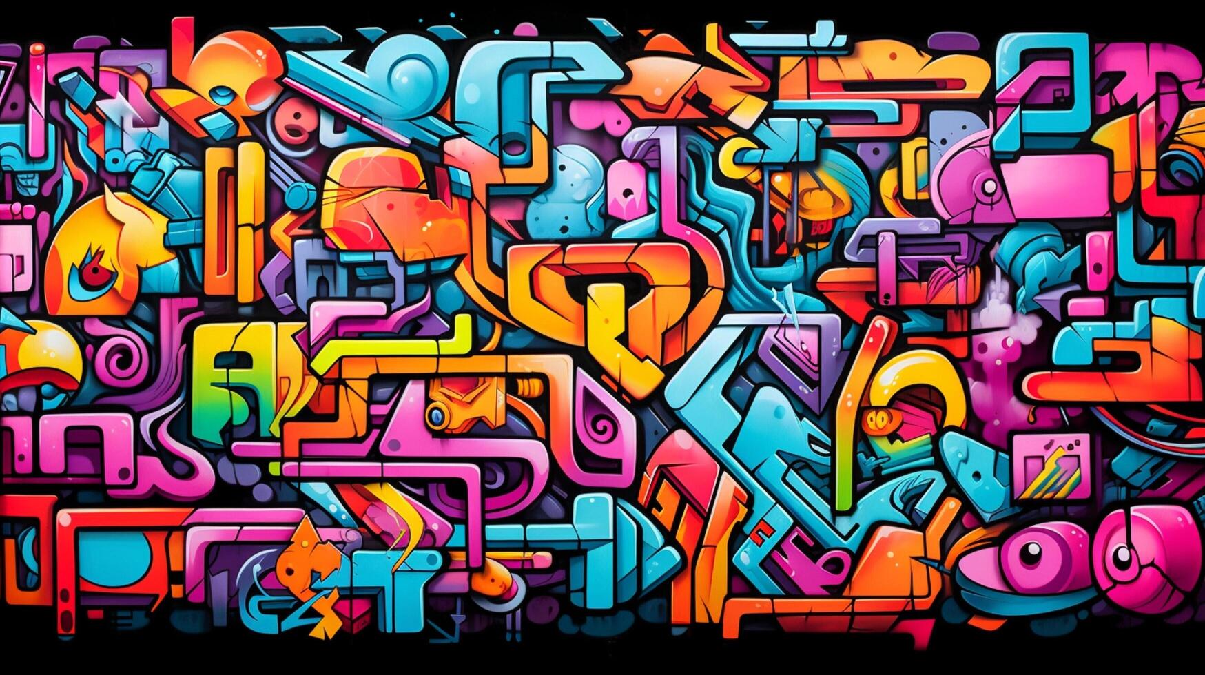 AI generated Pastel Collage of Graffiti Art Elements Background photo