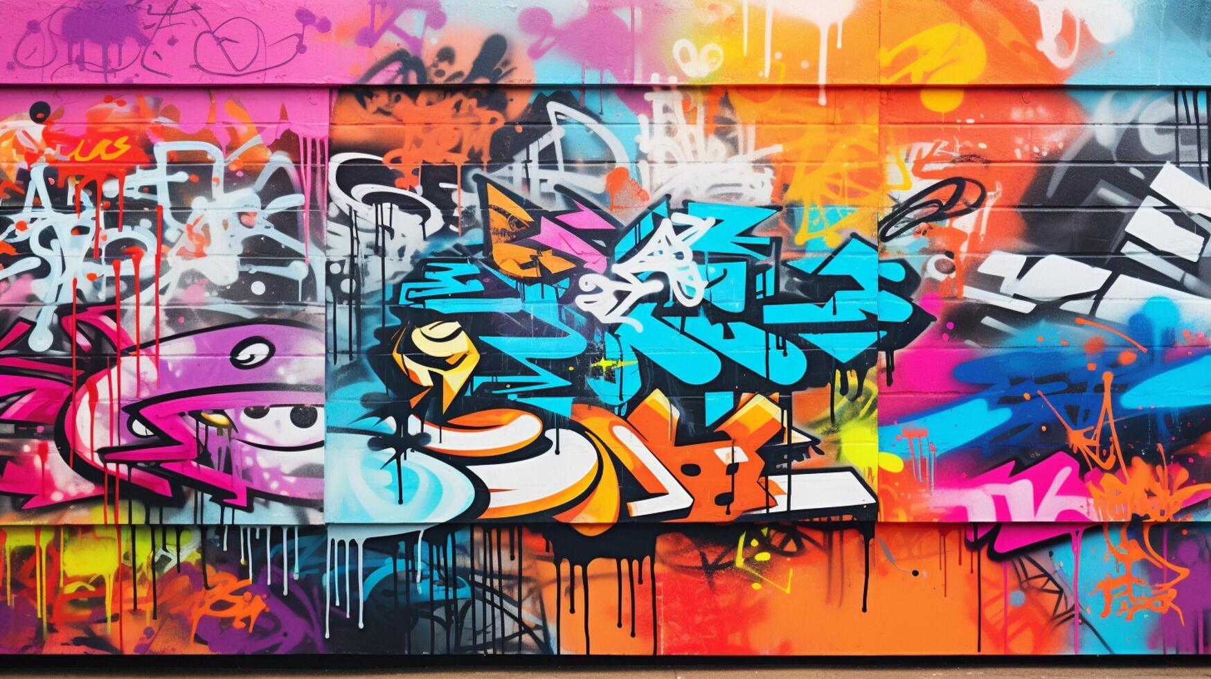 AI generated Pastel Collage of Graffiti Art Elements Background photo