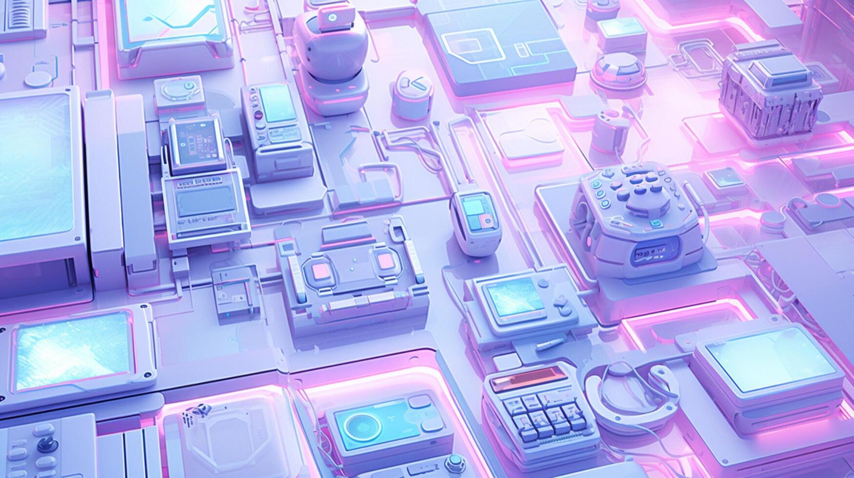 AI generated Pastel Collage of Sci-Fi Elements Background photo
